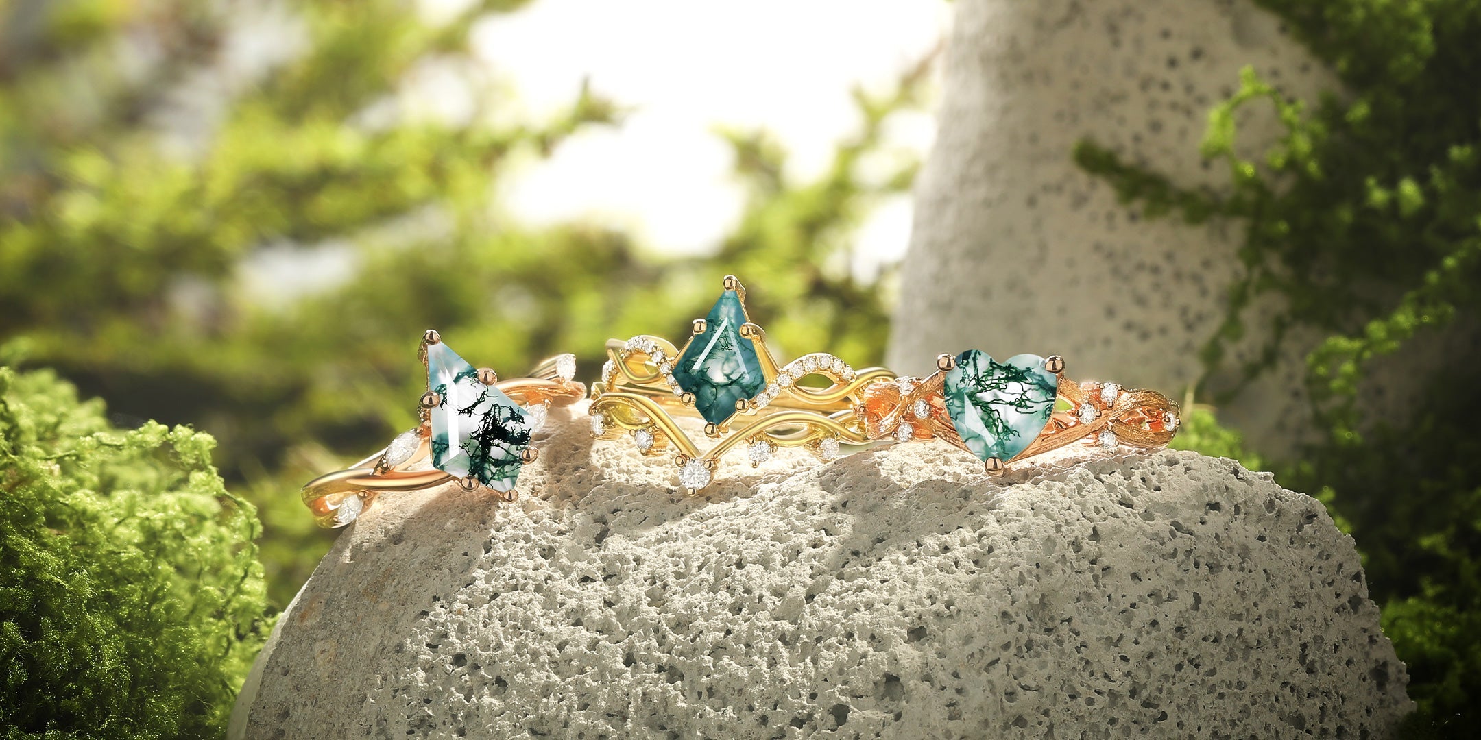 Spring Moss Agate Engagement Ring