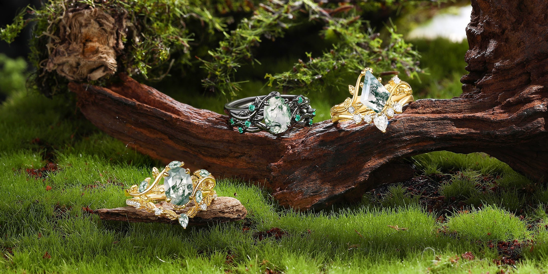 Summer Moss Agate Engagement Ring