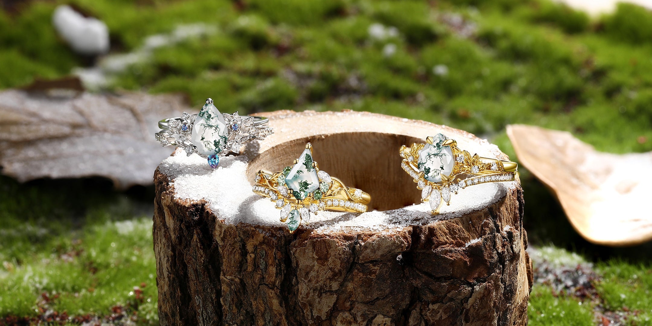 Winter Moss Agate Engagement Ring