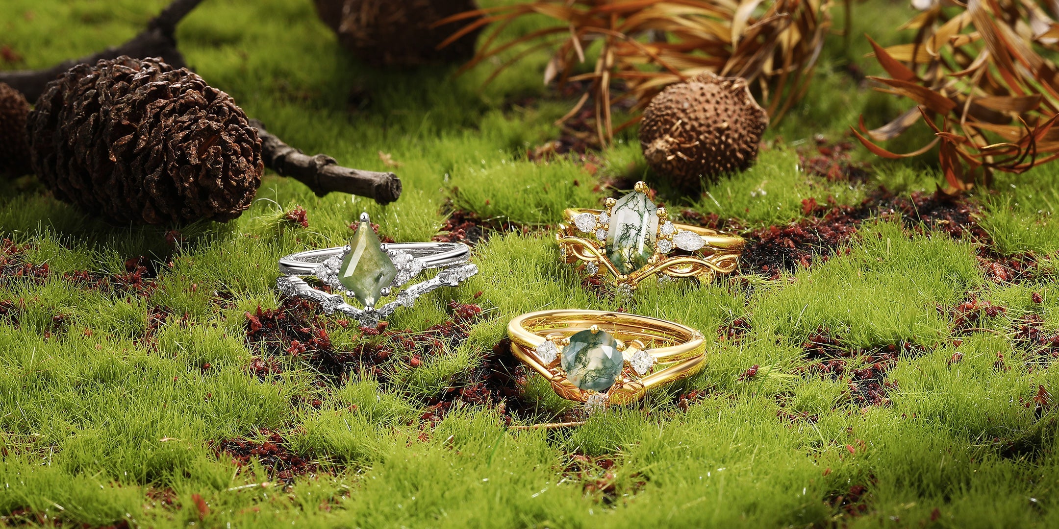 Autumn Moss Agate Engagement Ring