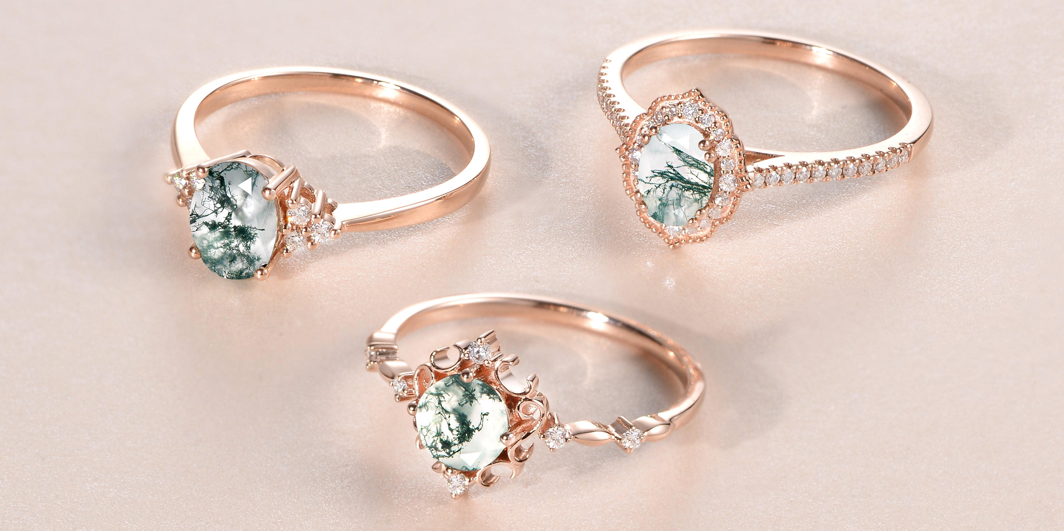 Engagement Rings - Center Stone - Moss Agate