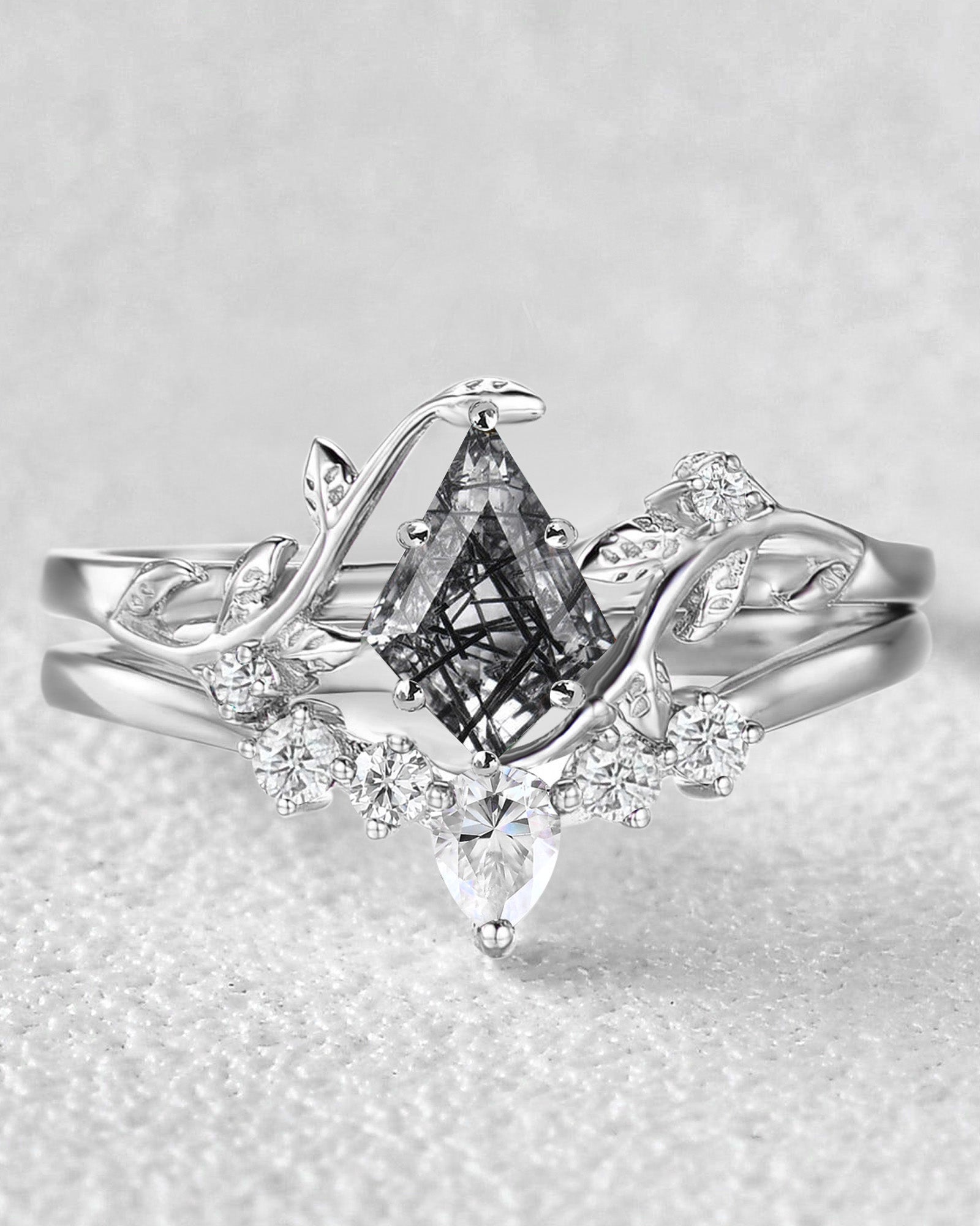 Unique Kite Cut Leafy Engagement Ring