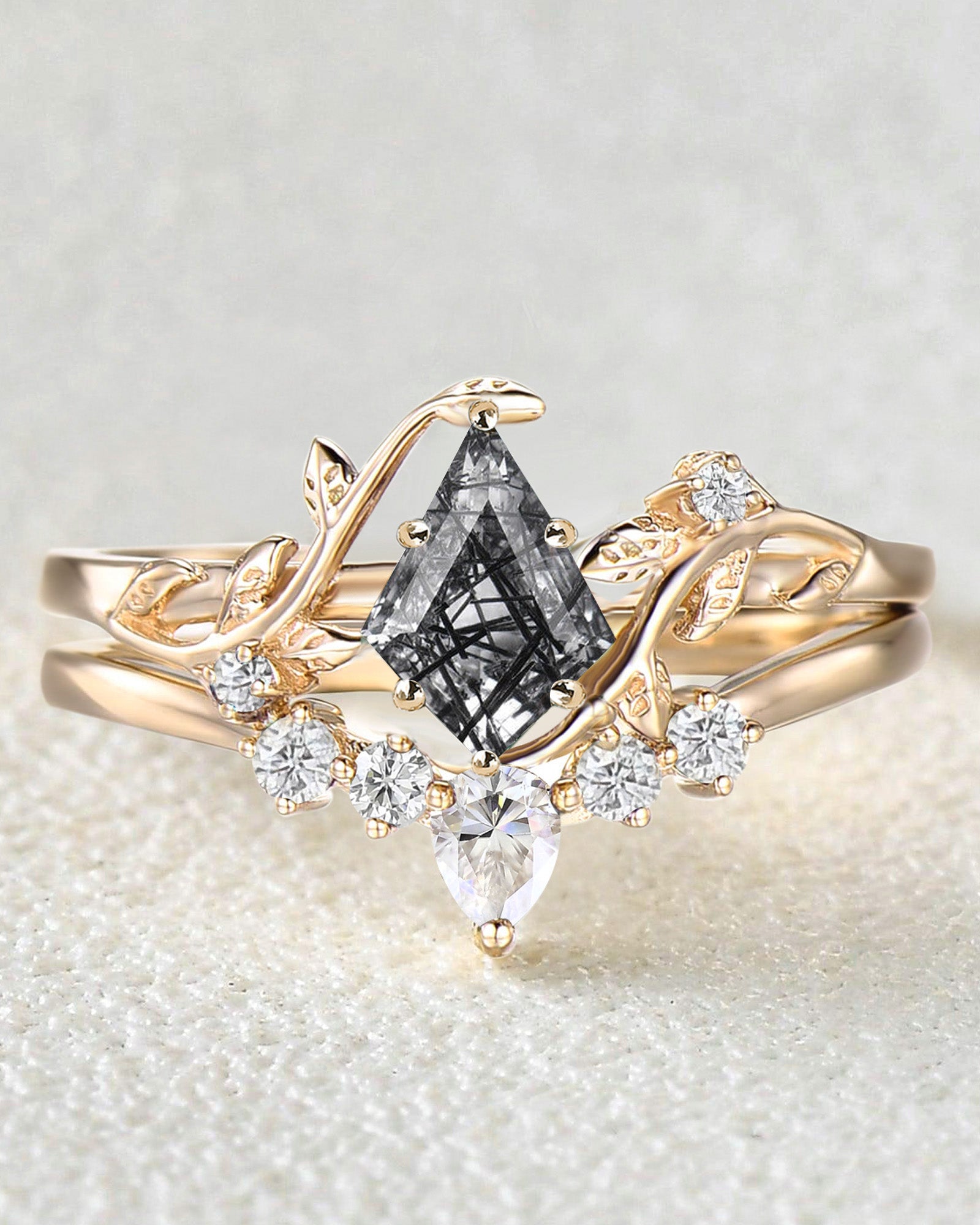 Unique Kite Cut Leafy Engagement Ring