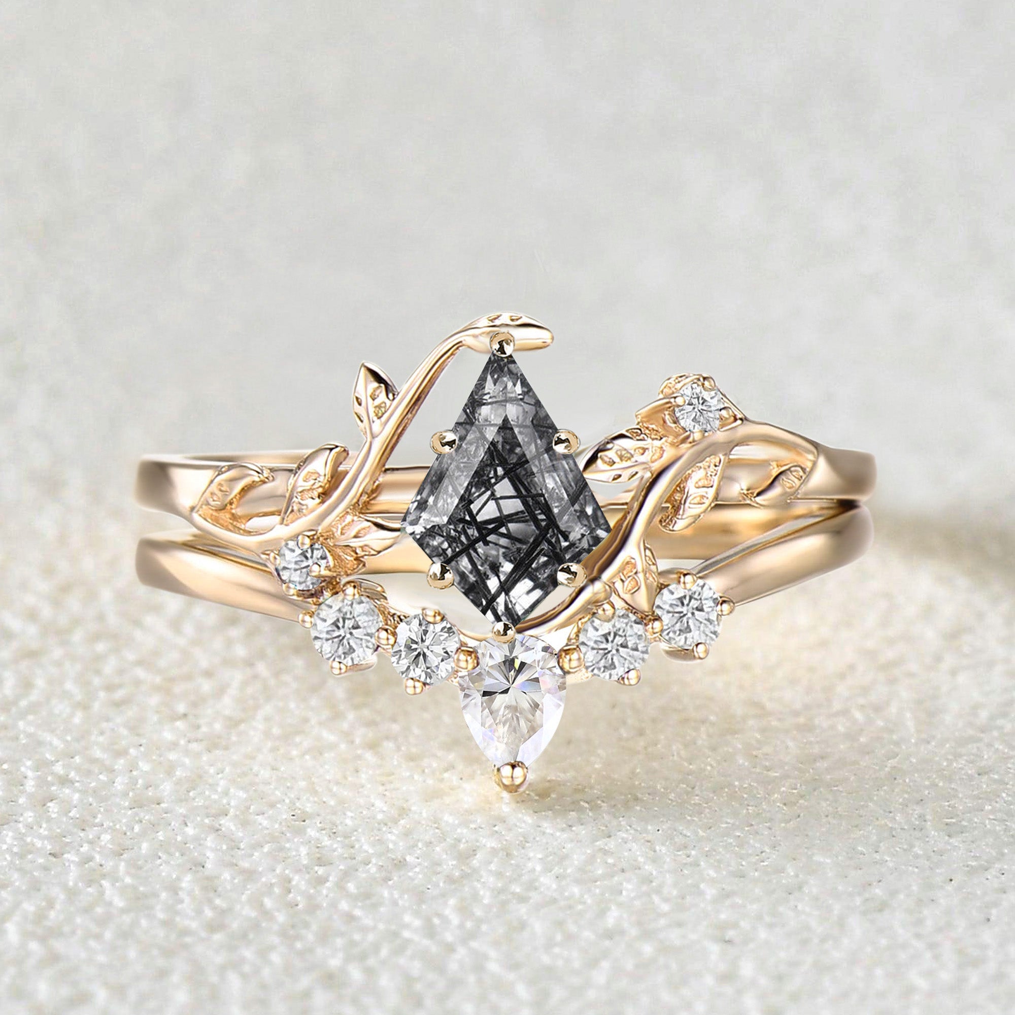 Unique Kite Cut Leafy Engagement Ring