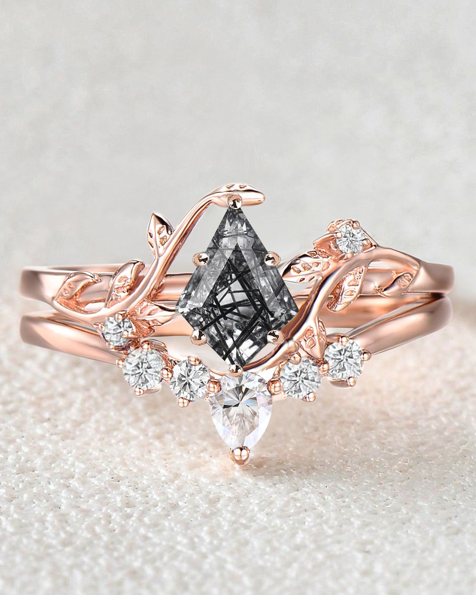 Unique Kite Cut Leafy Engagement Ring