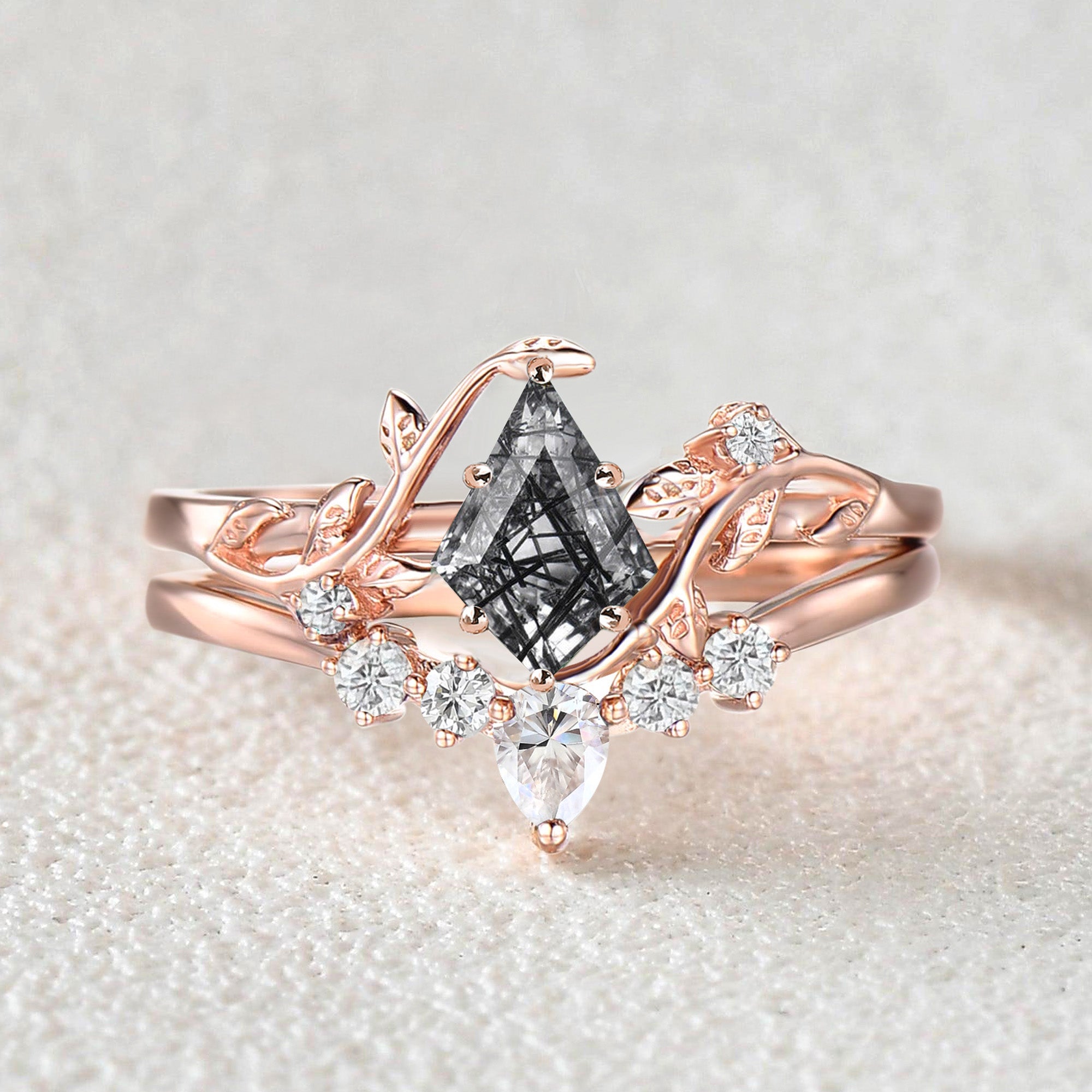 Unique Kite Cut Leafy Engagement Ring
