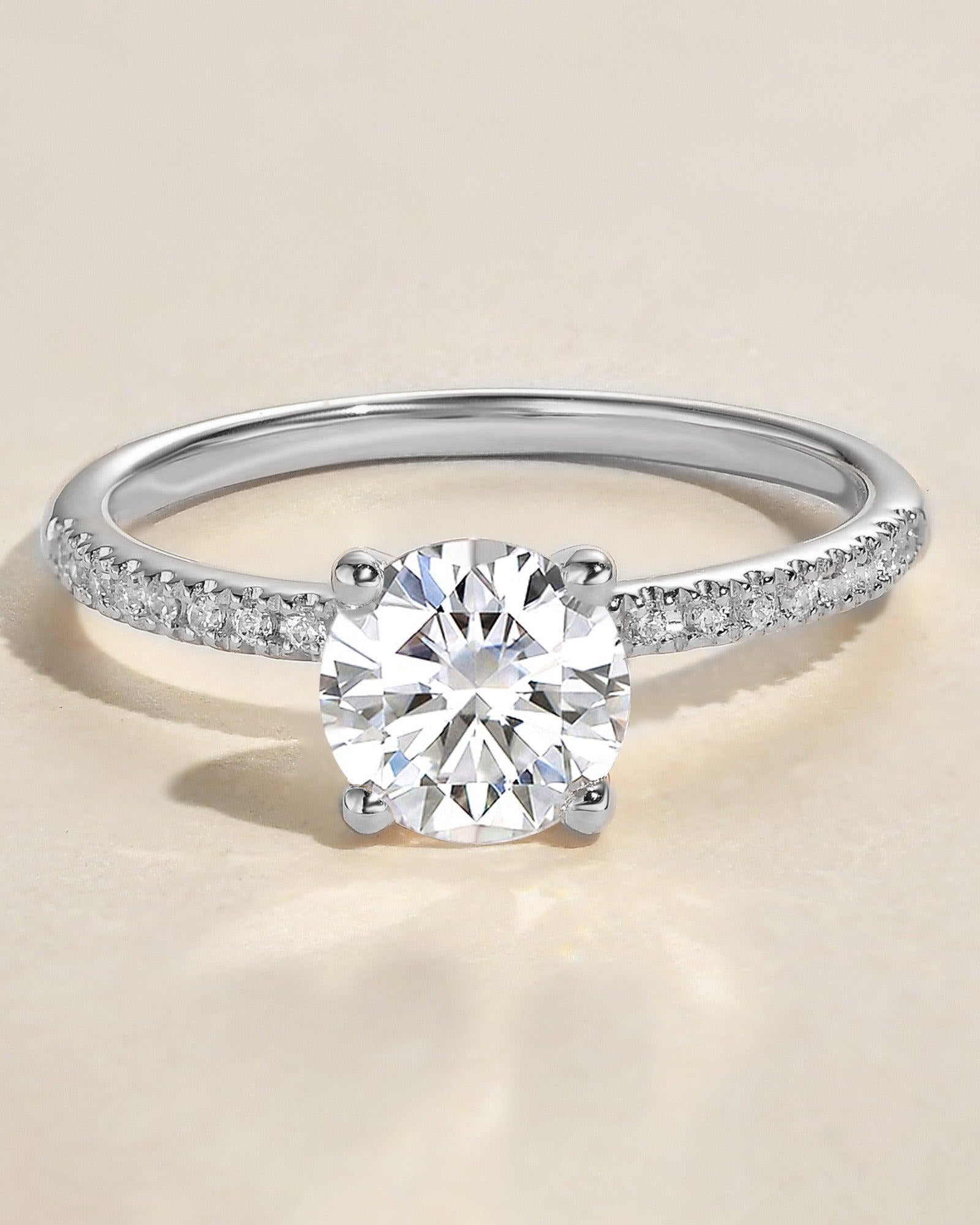 1.0ct Round Moissanite Four-Prong Classic Solitaire Ring