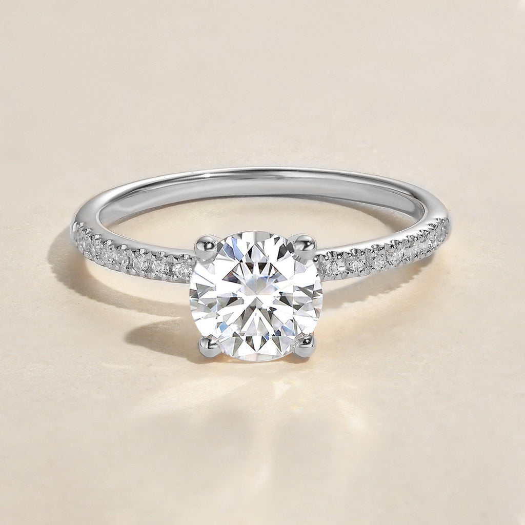 1.0ct Round Moissanite Four-Prong Classic Solitaire Ring