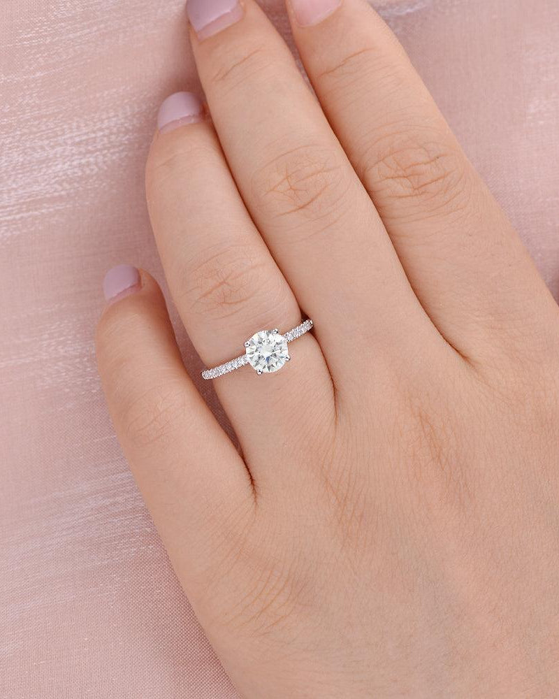 1.0ct Round Moissanite Four-Prong Classic Solitaire Ring