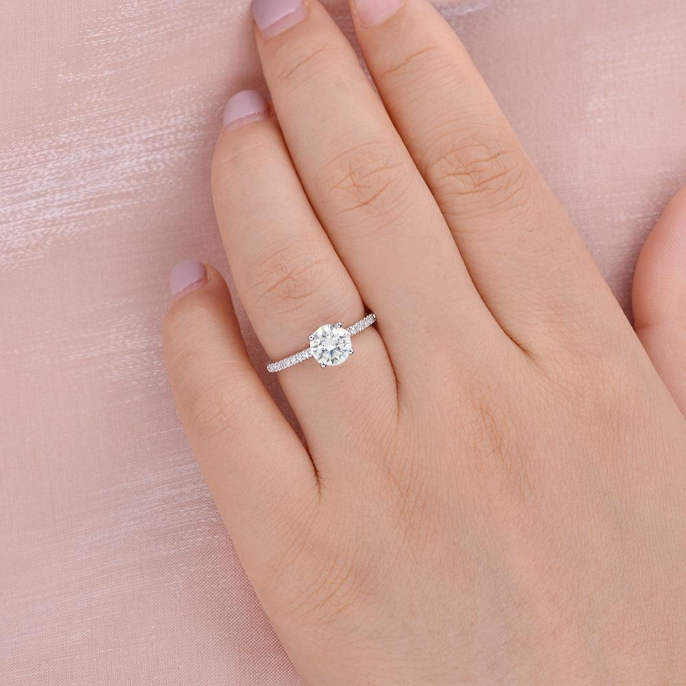 1.0ct Round Moissanite Four-Prong Classic Solitaire Ring