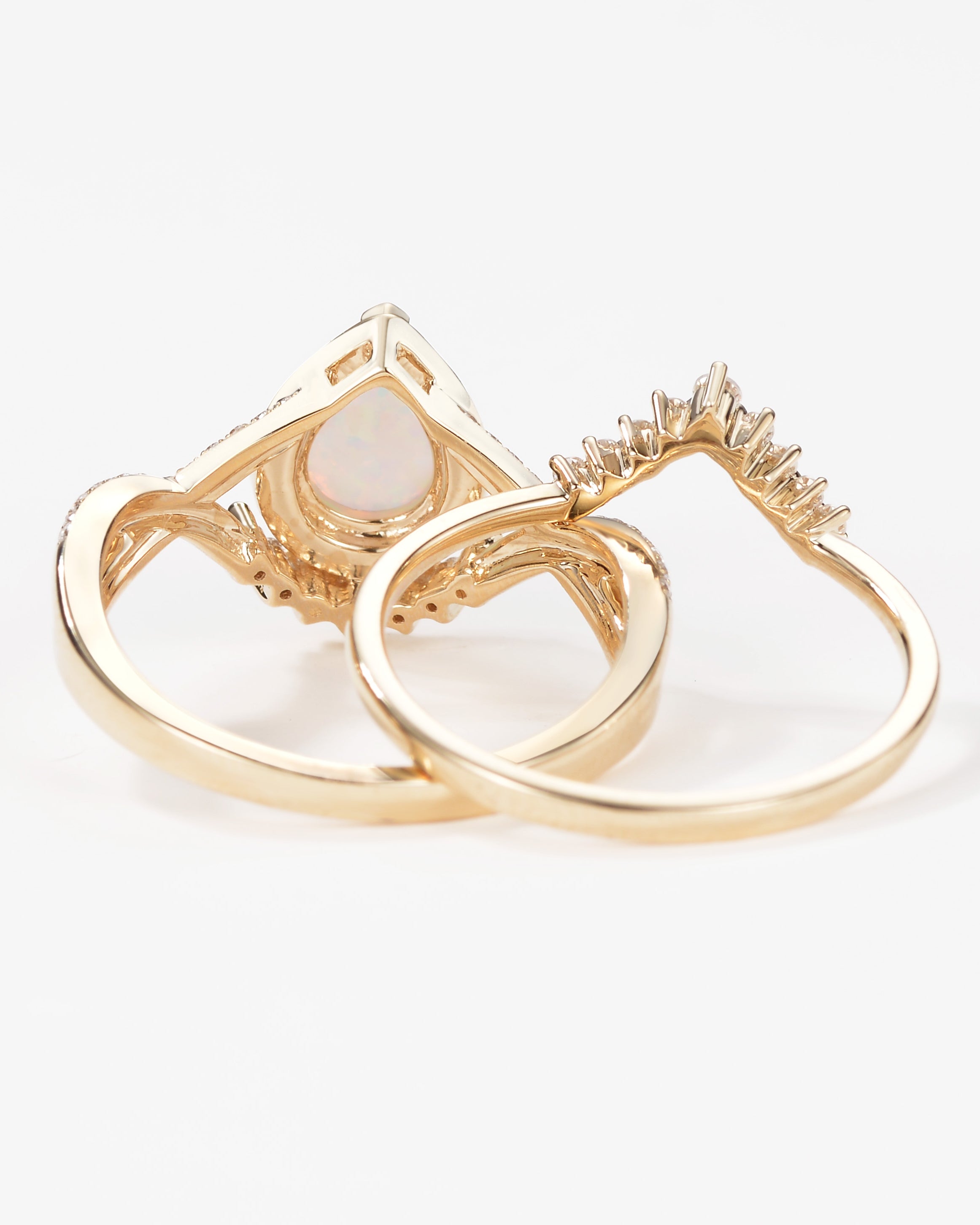 Pear Opal Halo Infinity Ring Set 2pcs - Valentina
