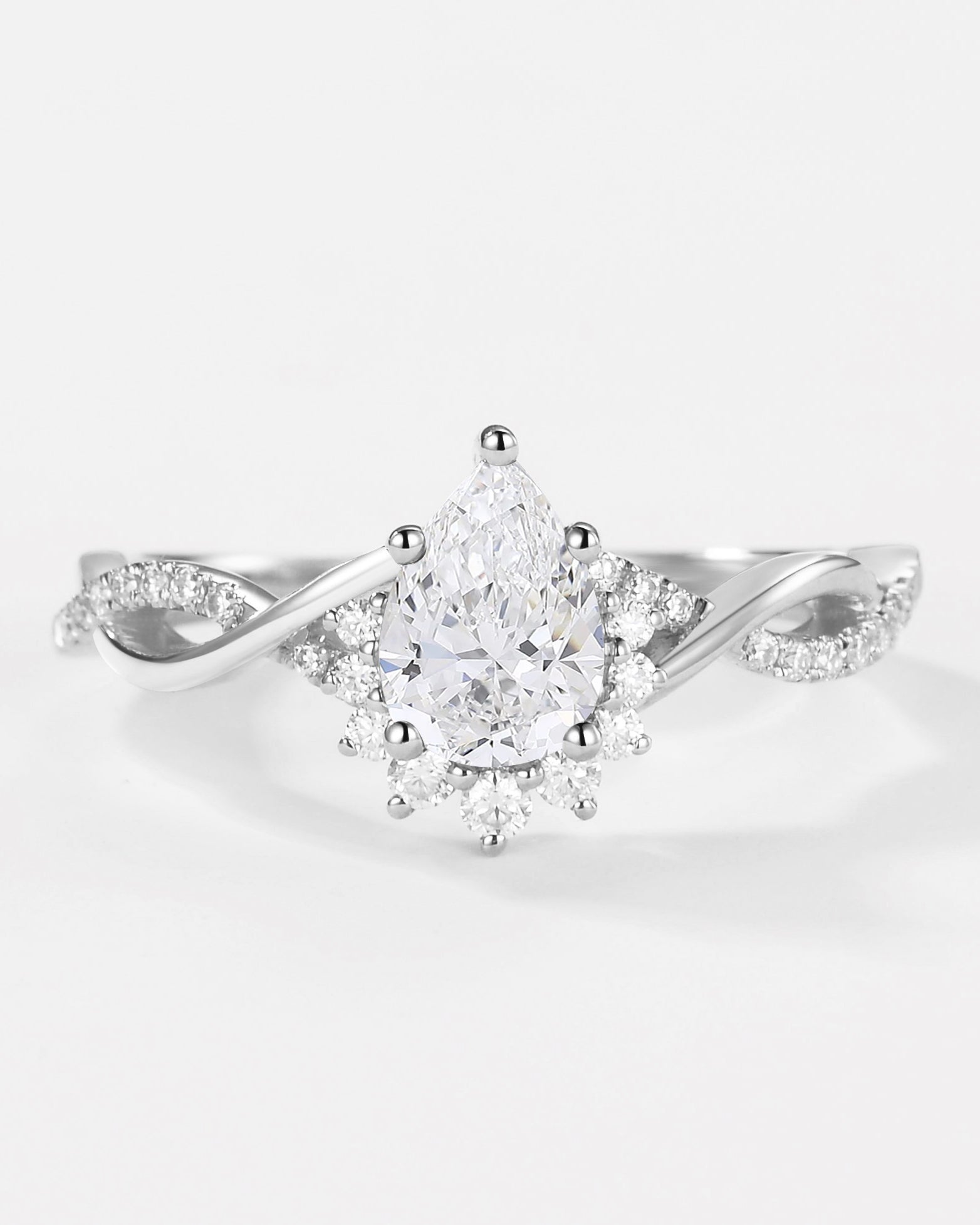 1.0ct Pear Shaped Lab Grown Diamond Infinity Gold Ring