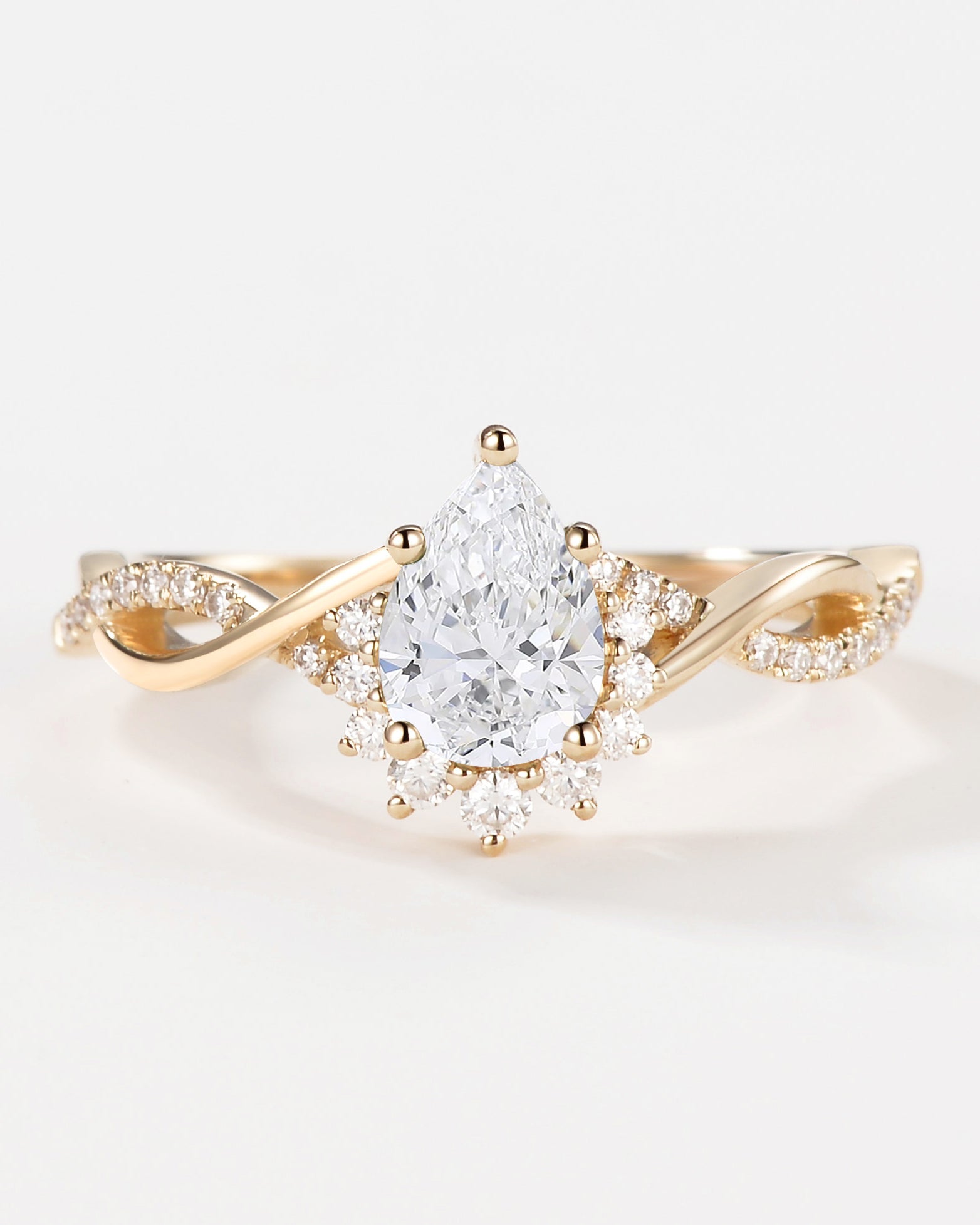 1.0ct Pear Shaped Lab Grown Diamond Infinity Gold Ring