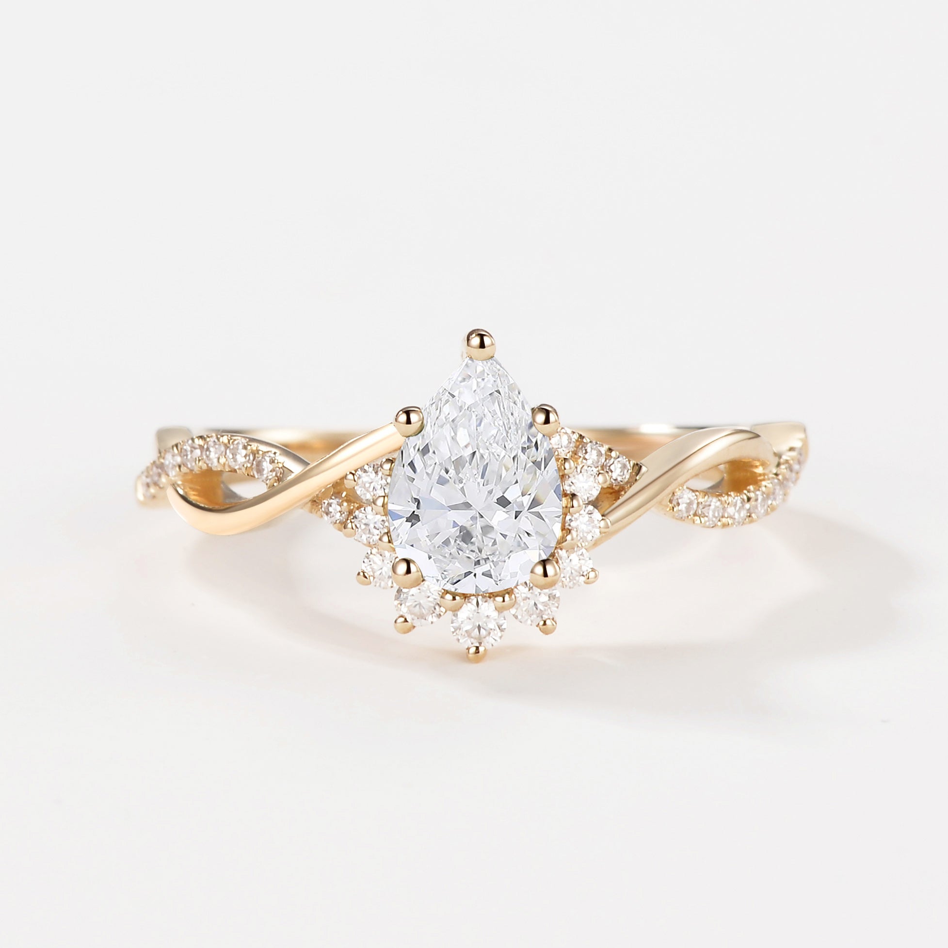 1.0ct Pear Shaped Lab Grown Diamond Infinity Gold Ring