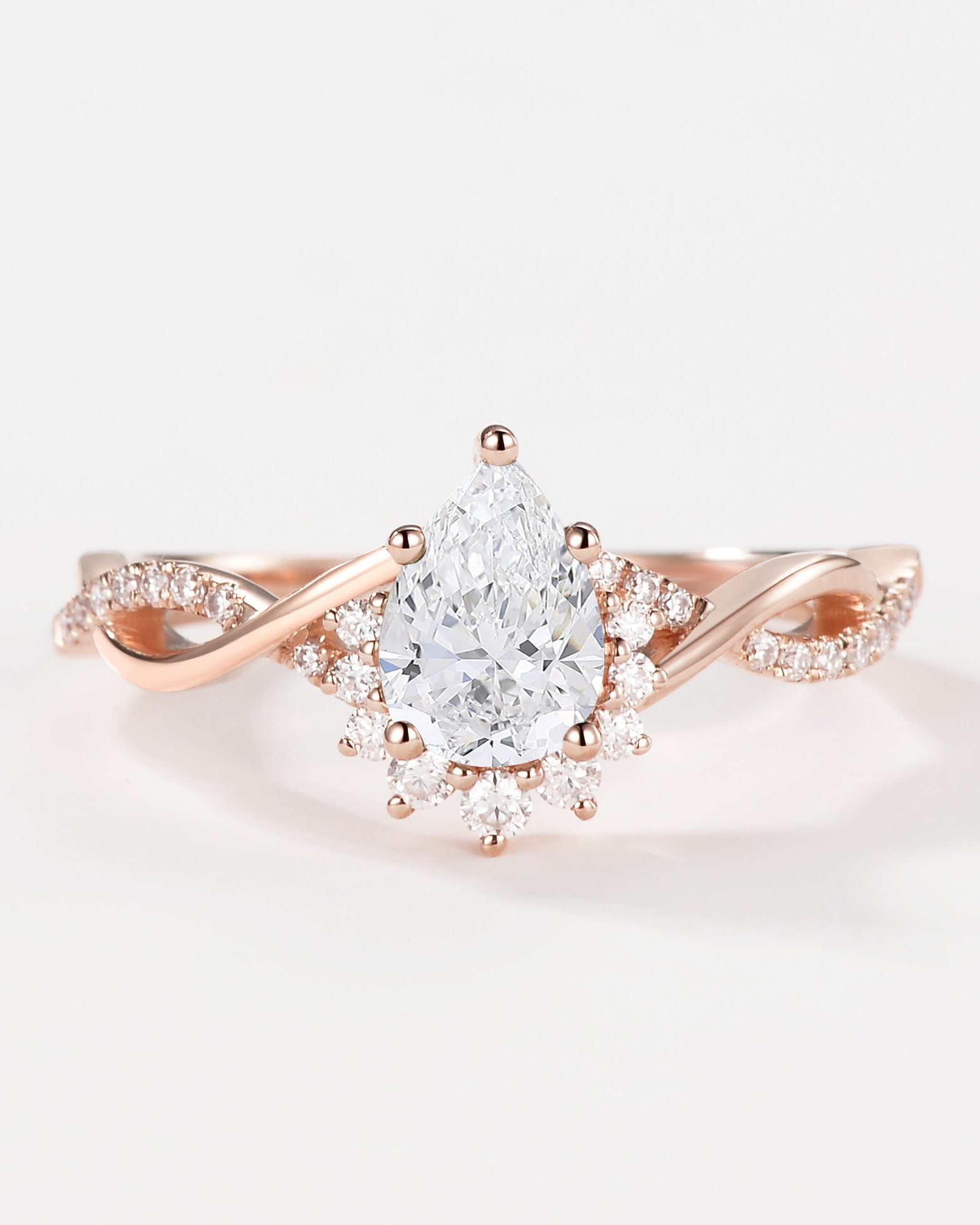 1.0ct Pear Shaped Lab Grown Diamond Infinity Gold Ring