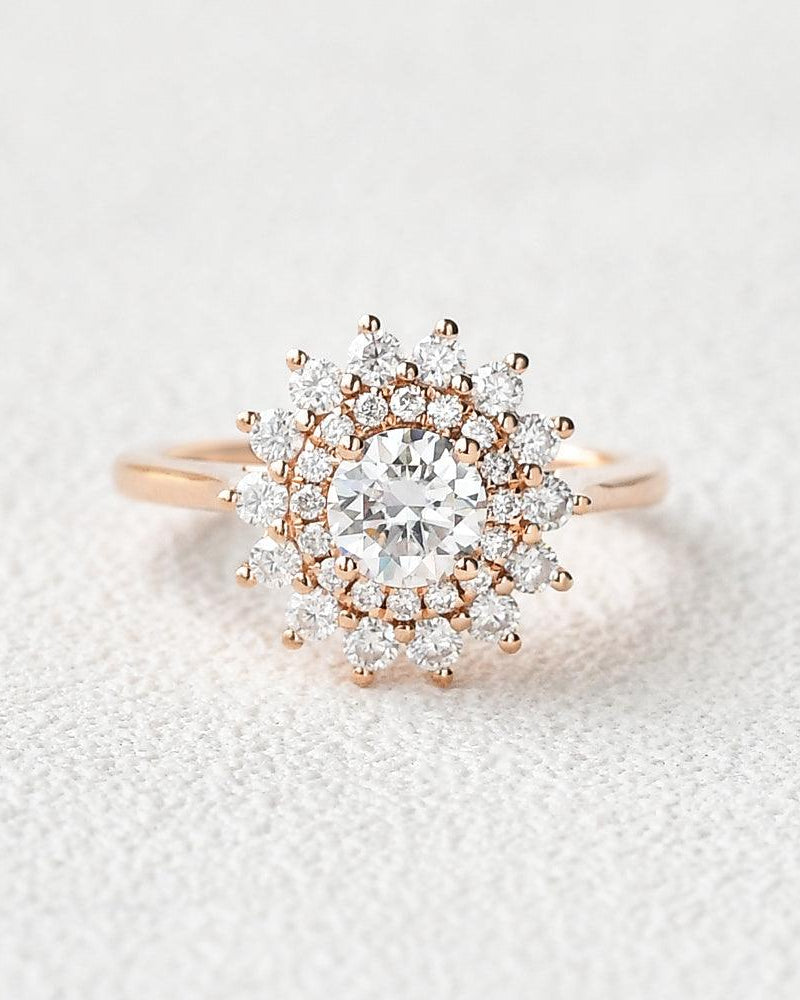 Flower Marquise Moissanite Rose Gold Ring - Felicegals 丨Wedding ring 丨Fashion ring 丨Diamond ring 丨Gemstone ring--Felicegals