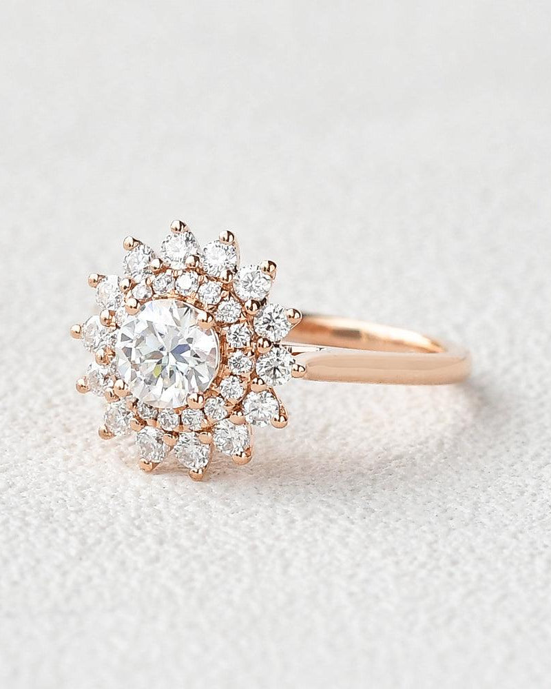 Flower Marquise Moissanite Rose Gold Ring - Felicegals 丨Wedding ring 丨Fashion ring 丨Diamond ring 丨Gemstone ring--Felicegals