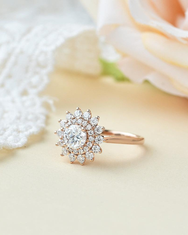 Flower Marquise Moissanite Rose Gold Ring - Felicegals 丨Wedding ring 丨Fashion ring 丨Diamond ring 丨Gemstone ring--Felicegals
