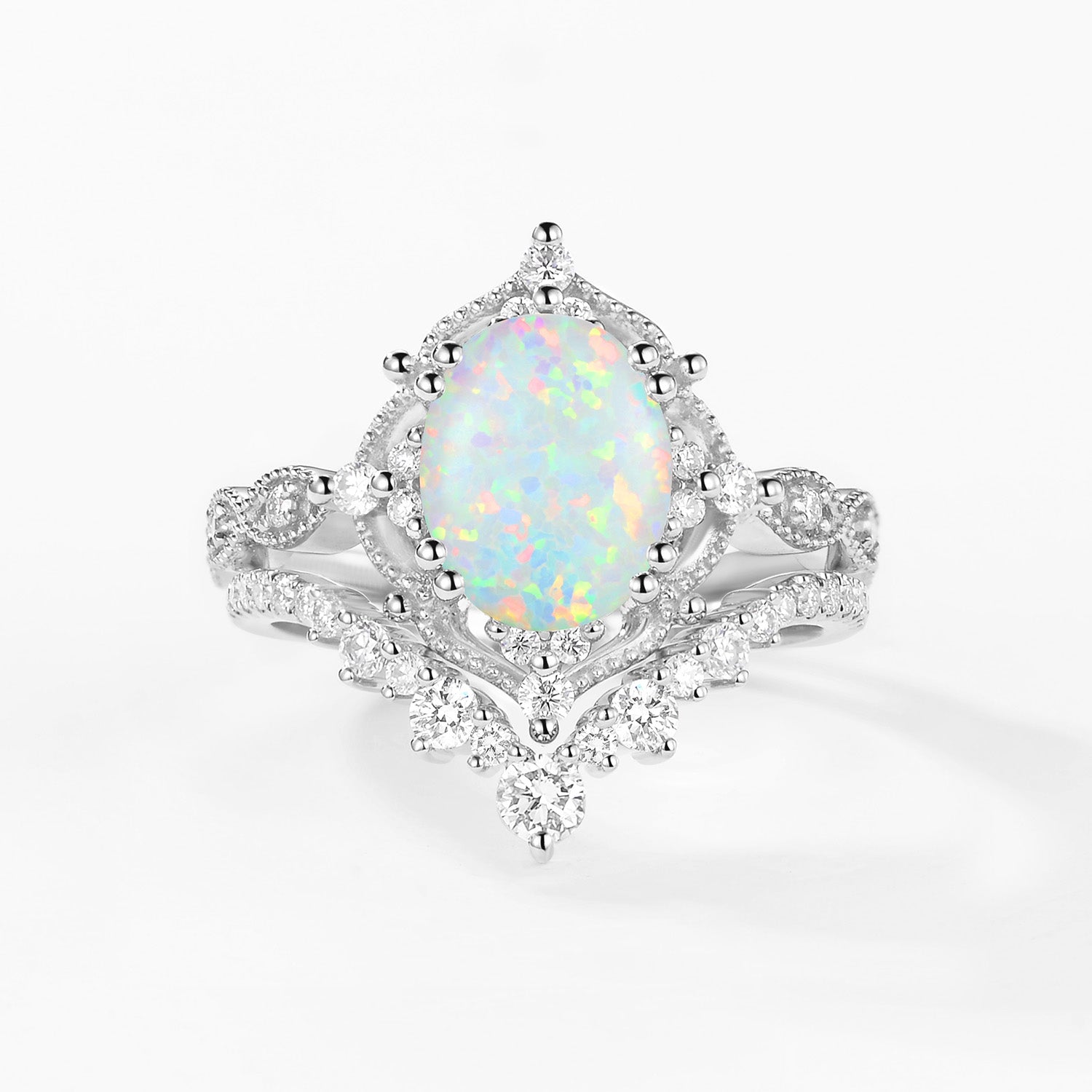 2.0ct Signature Vintage Opal Big Ring Set 2pcs - Charlotte