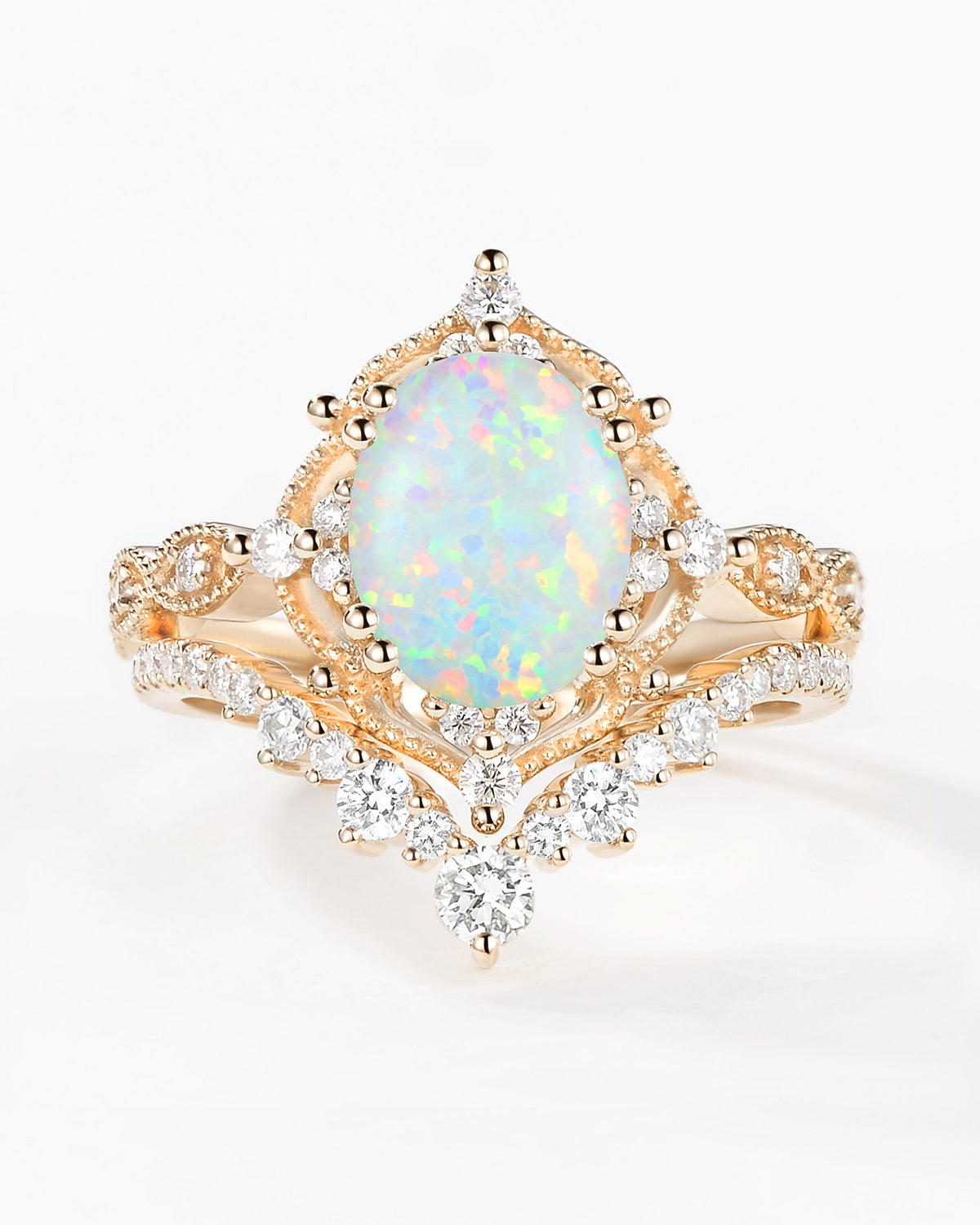 2.0ct Signature Vintage Opal Big Ring Set 2pcs - Charlotte