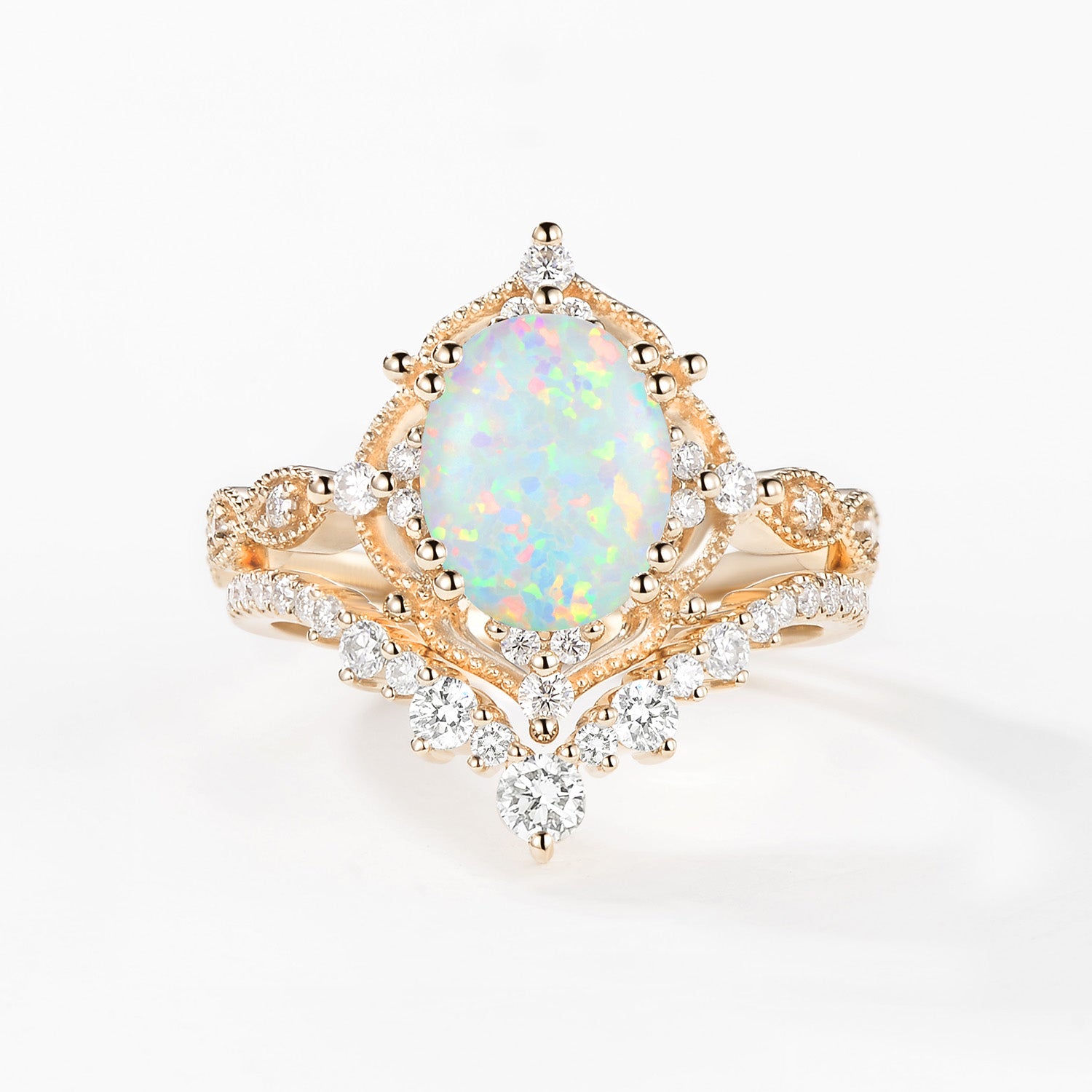 2.0ct Signature Vintage Opal Big Ring Set 2pcs - Charlotte