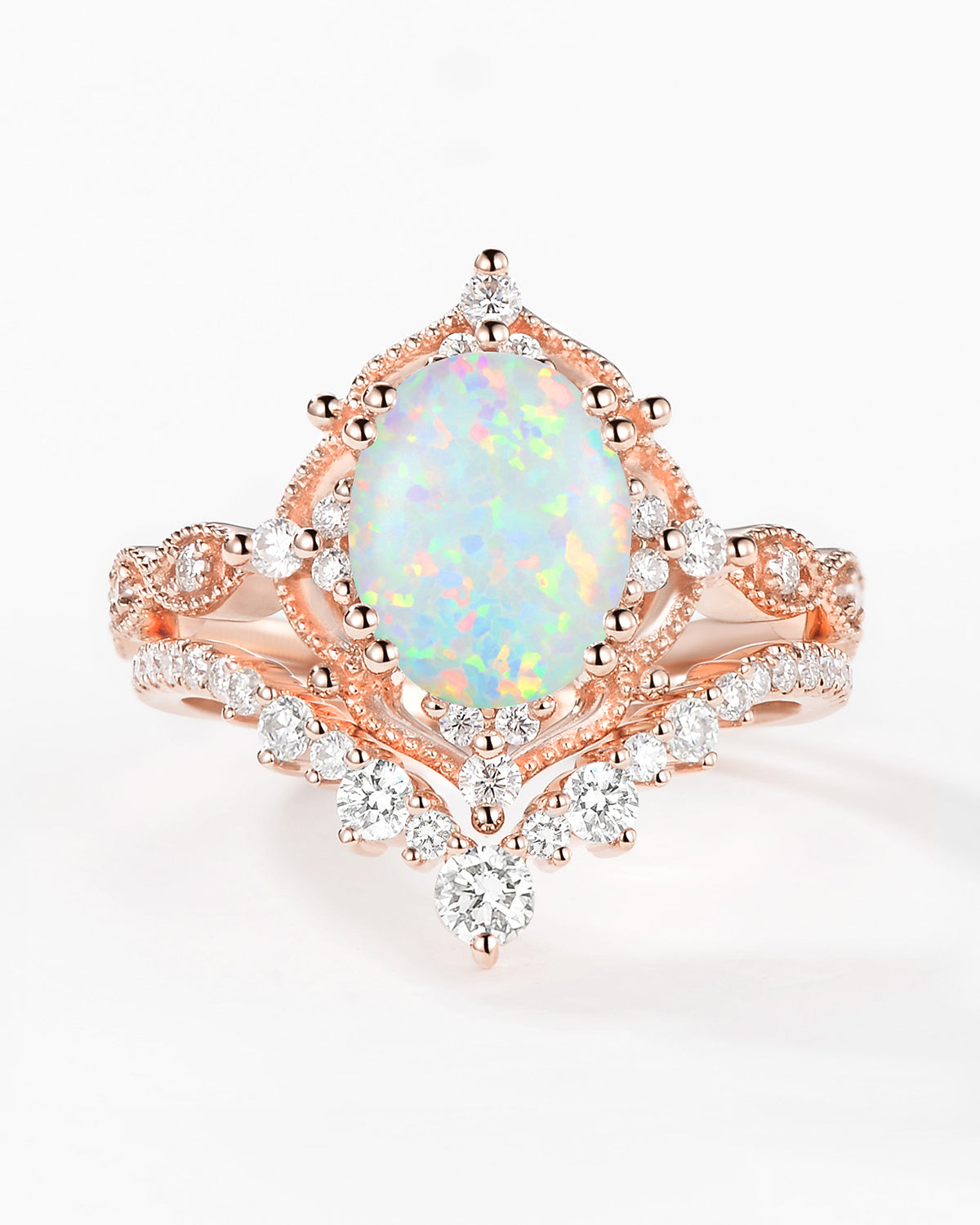 2.0ct Signature Vintage Opal Big Ring Set 2pcs - Charlotte