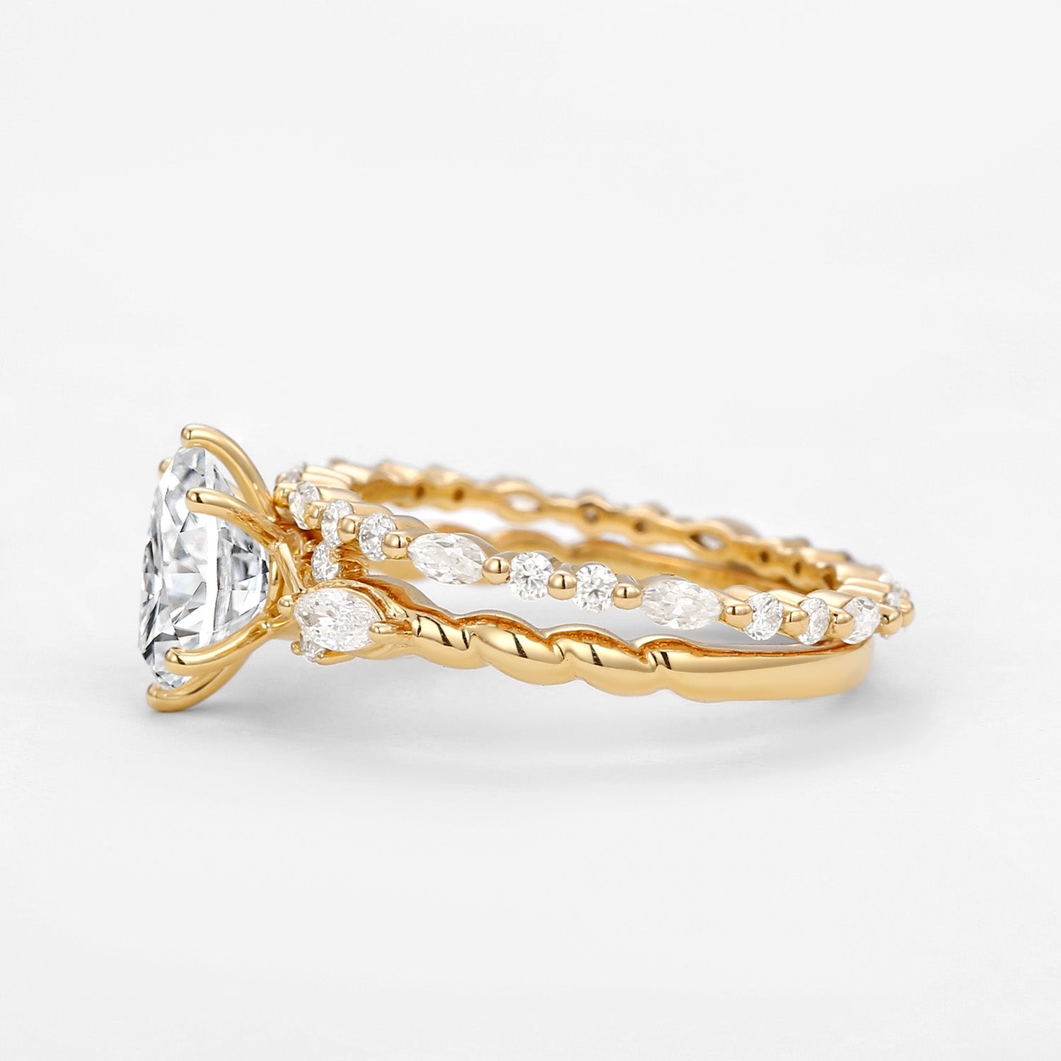 Infinity Oval Moissanite Cluster Marquise Ring Set 2pcs