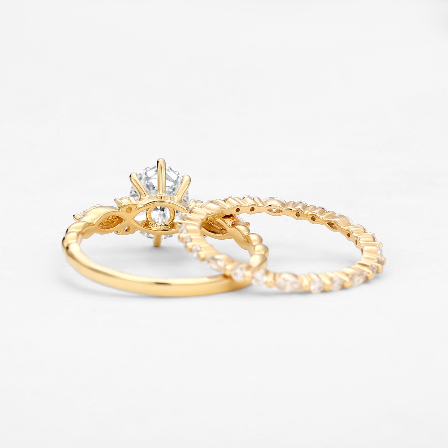 Infinity Oval Moissanite Cluster Marquise Ring Set 2pcs