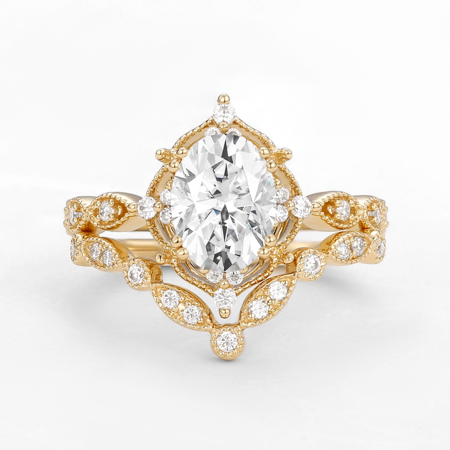 Moissanite Signature Vintage Inspired Ring Set 2pcs