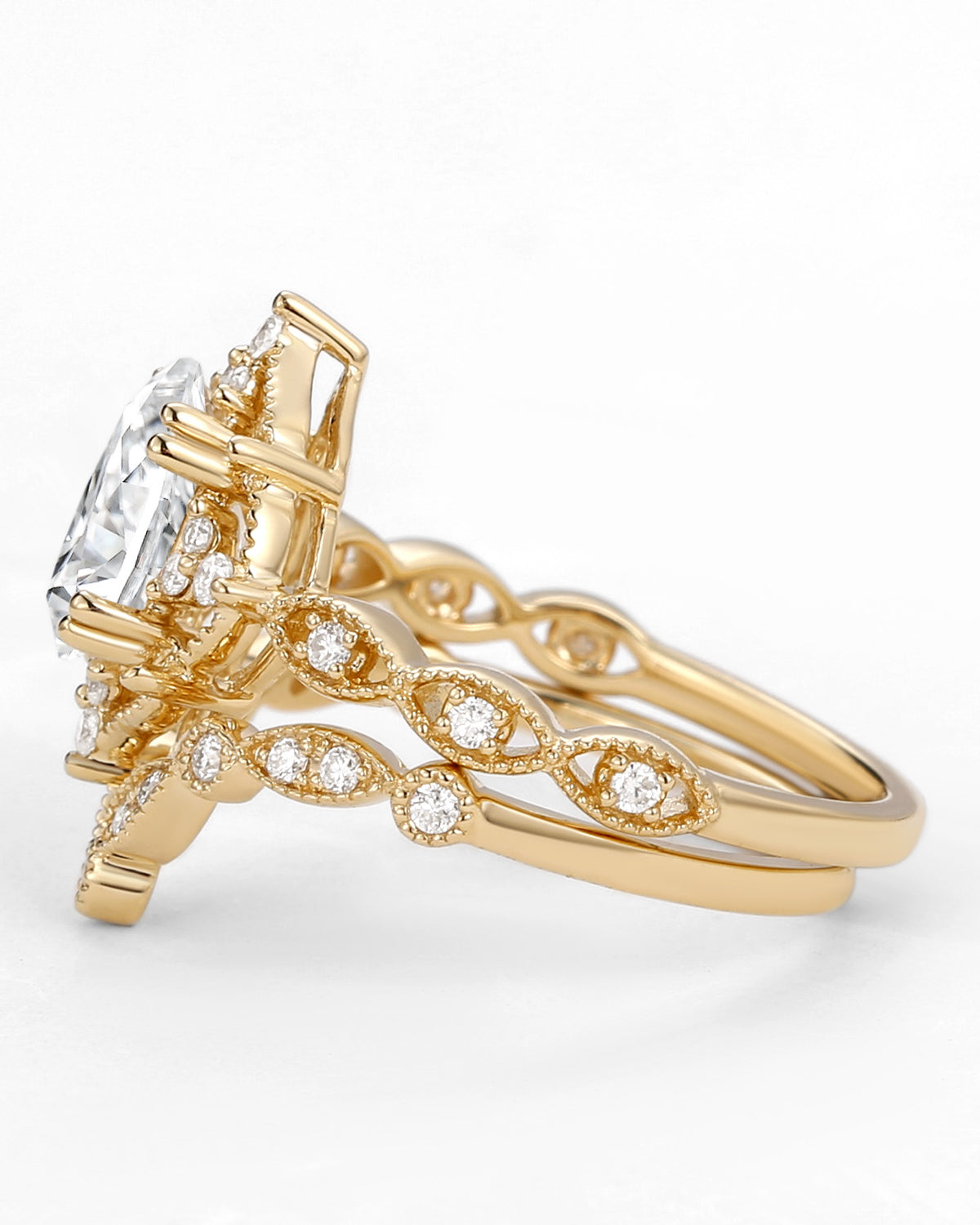 Moissanite Signature Vintage Inspired Ring Set 2pcs