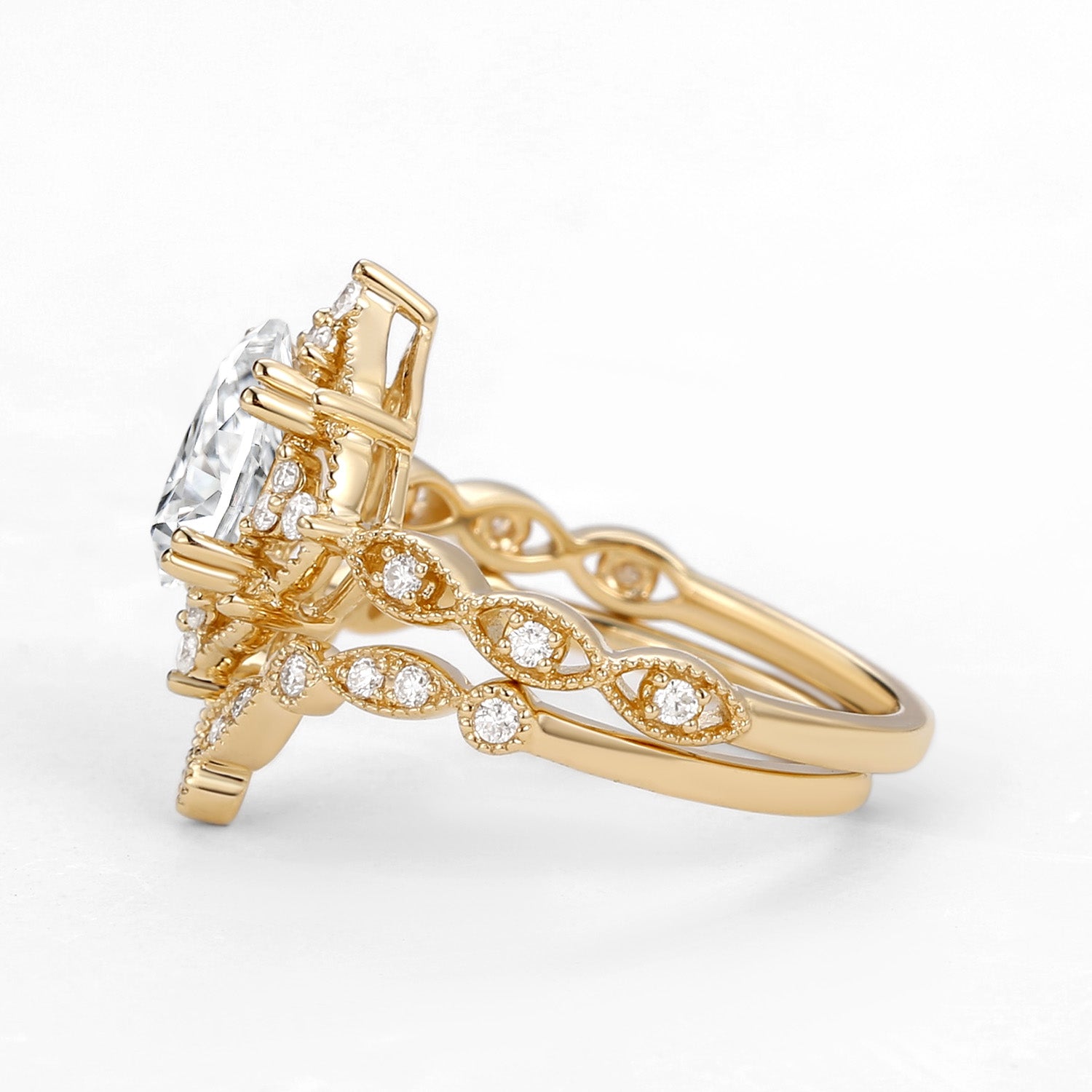 Moissanite Signature Vintage Inspired Ring Set 2pcs