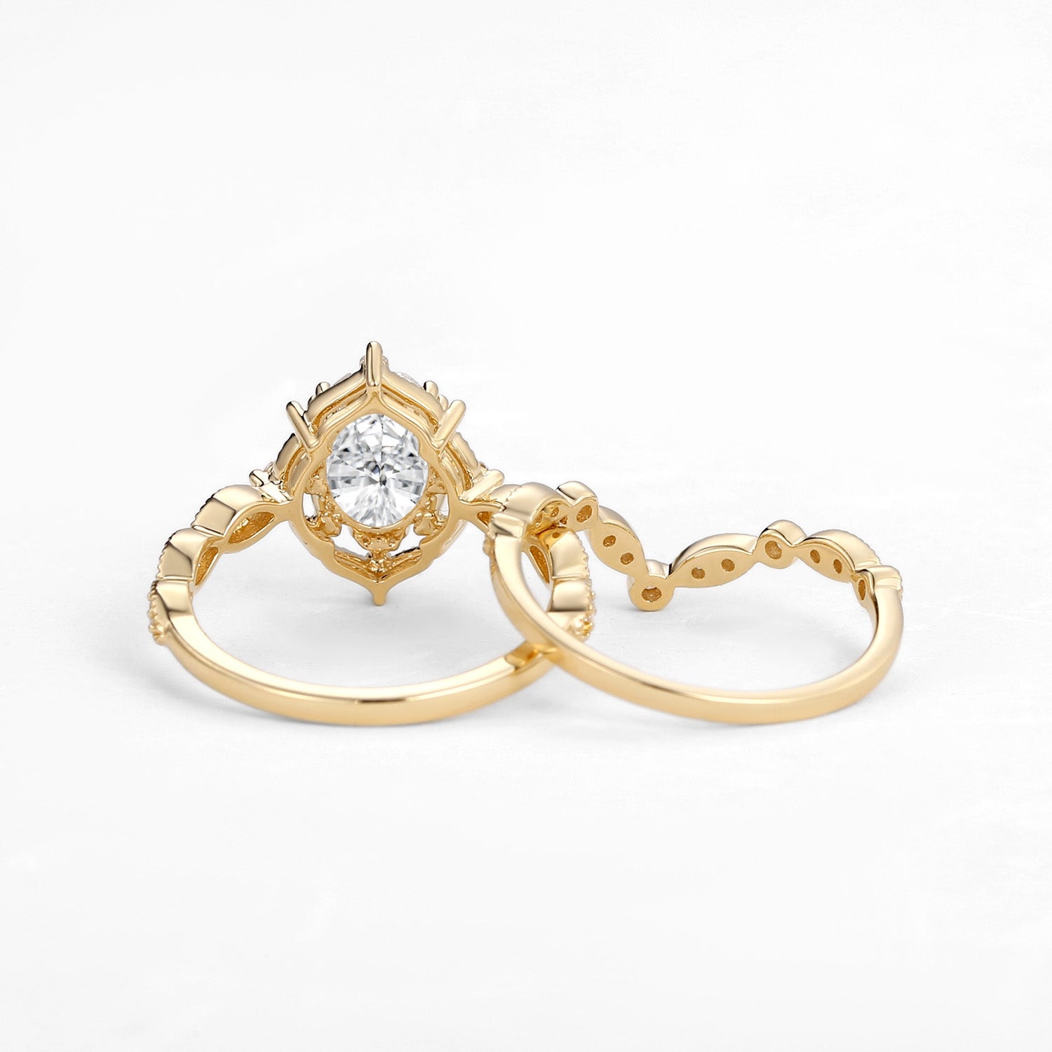 Moissanite Signature Vintage Inspired Ring Set 2pcs