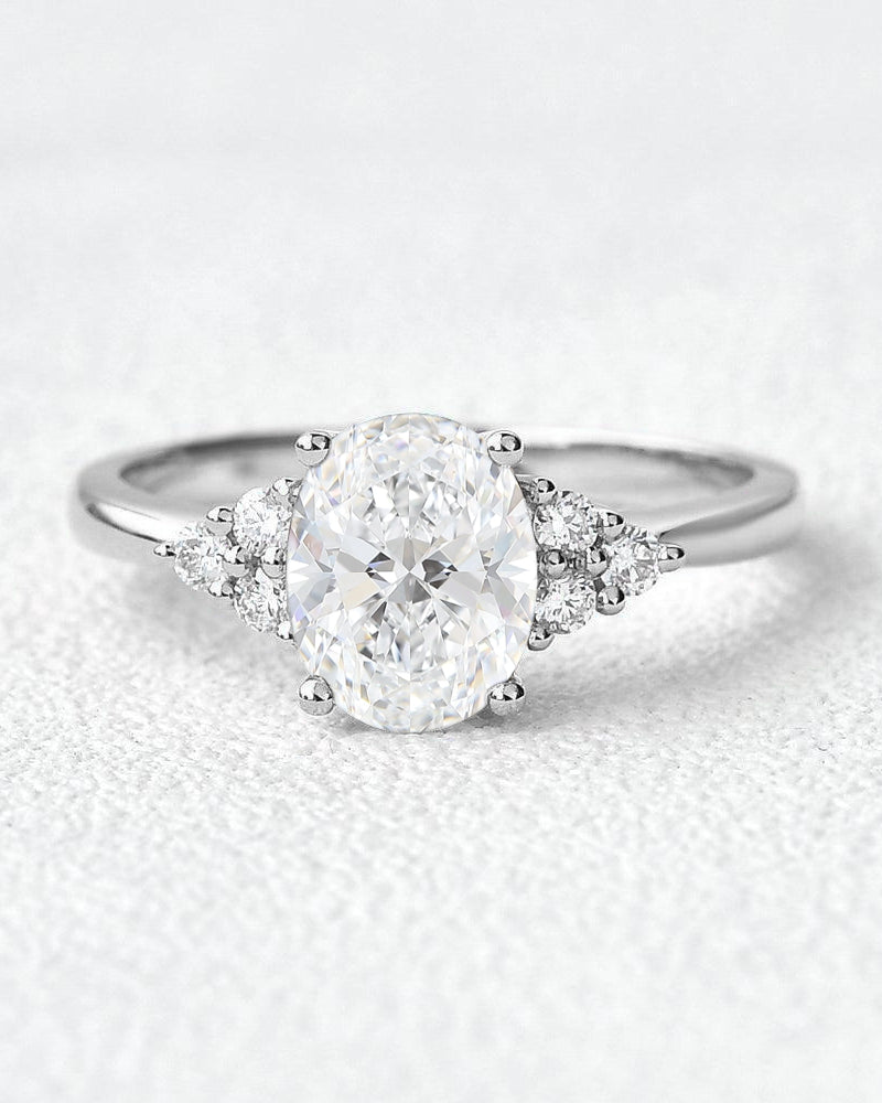 Oval Classic Cluster Engagement Ring - Aurora