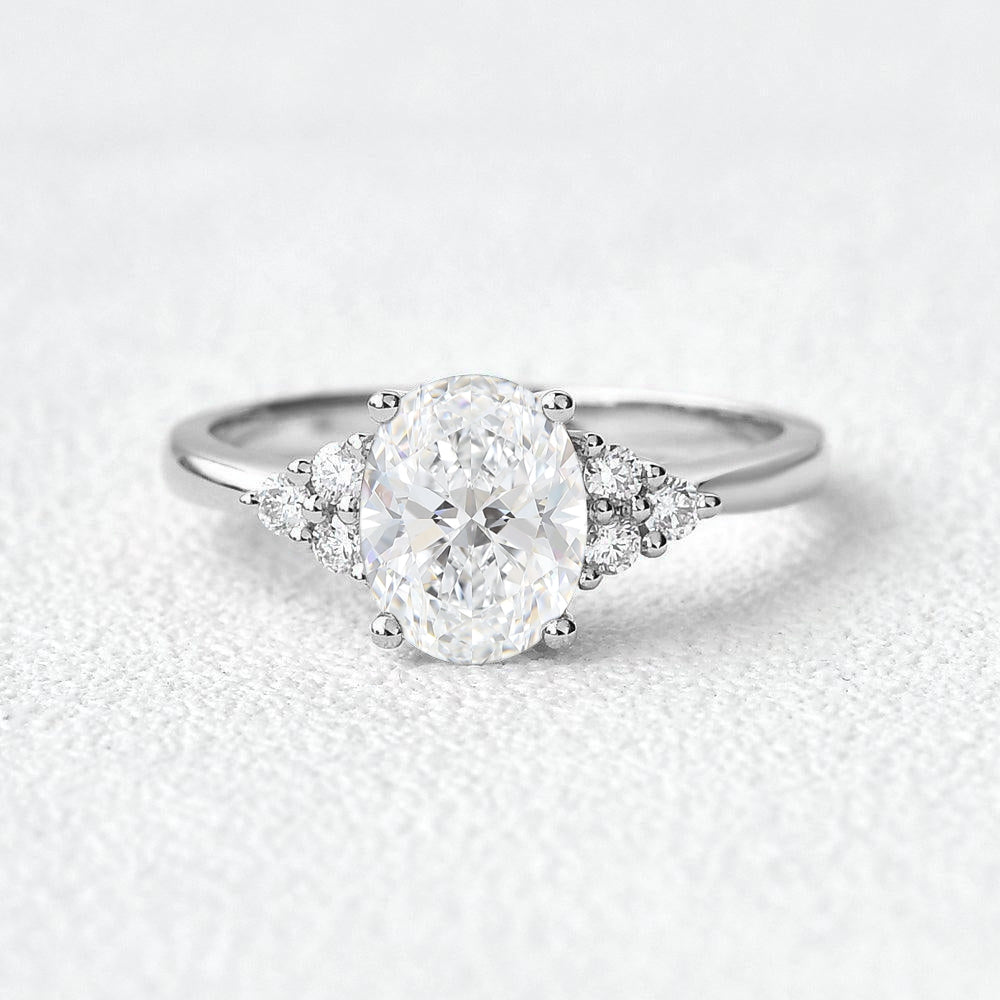 Oval Classic Cluster Engagement Ring - Aurora