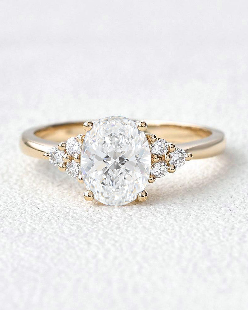 Oval Classic Cluster Engagement Ring - Aurora