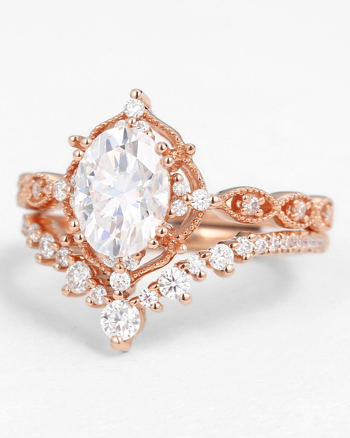 1.5ct Moissanit Signature Vintage Ring Set 2pcs - Charlotte