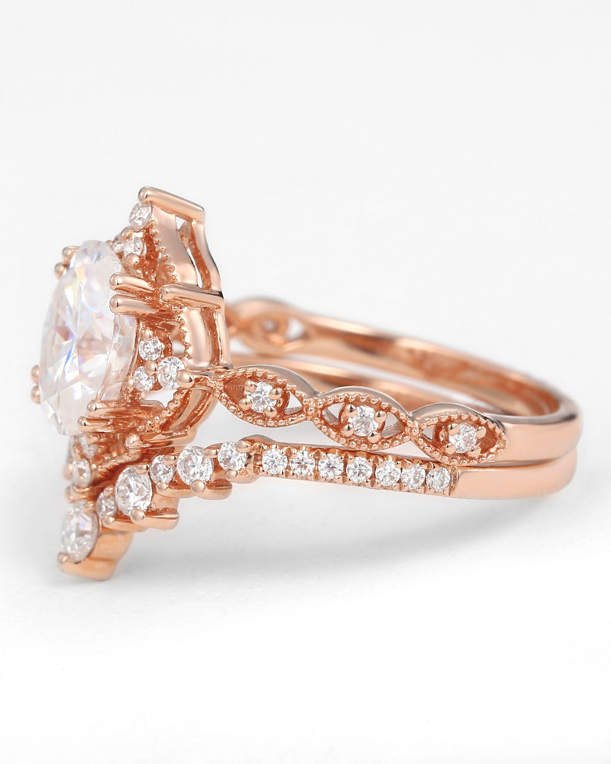 1.5ct Moissanit Signature Vintage Ring Set 2pcs - Charlotte