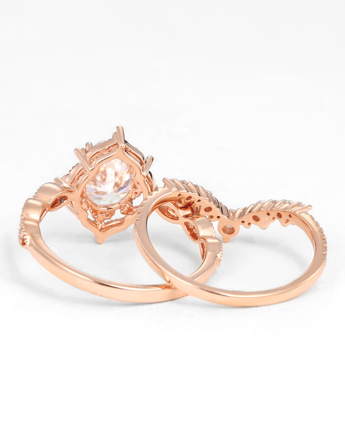 1.5ct Moissanit Signature Vintage Ring Set 2pcs - Charlotte