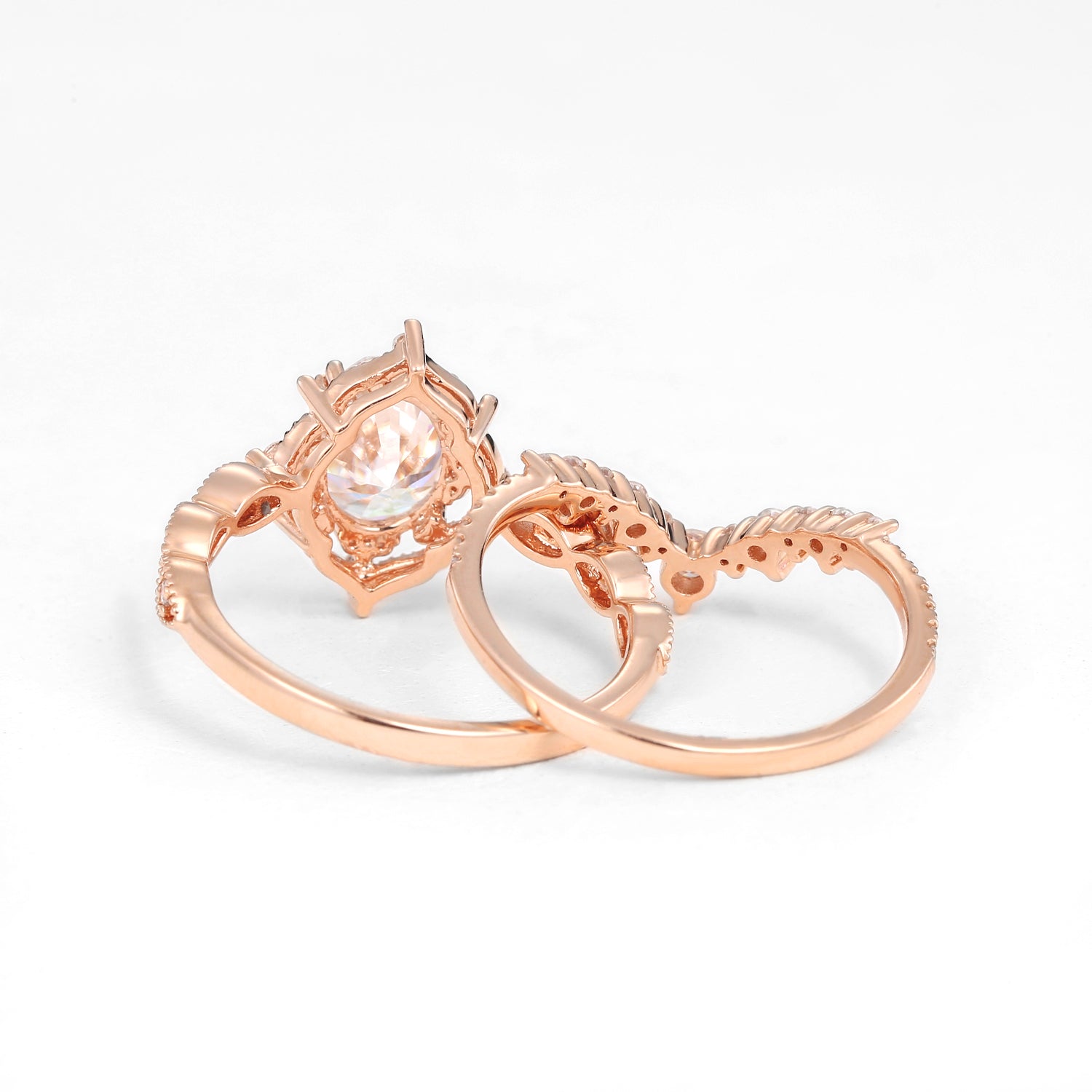 1.5ct Moissanit Signature Vintage Ring Set 2pcs - Charlotte