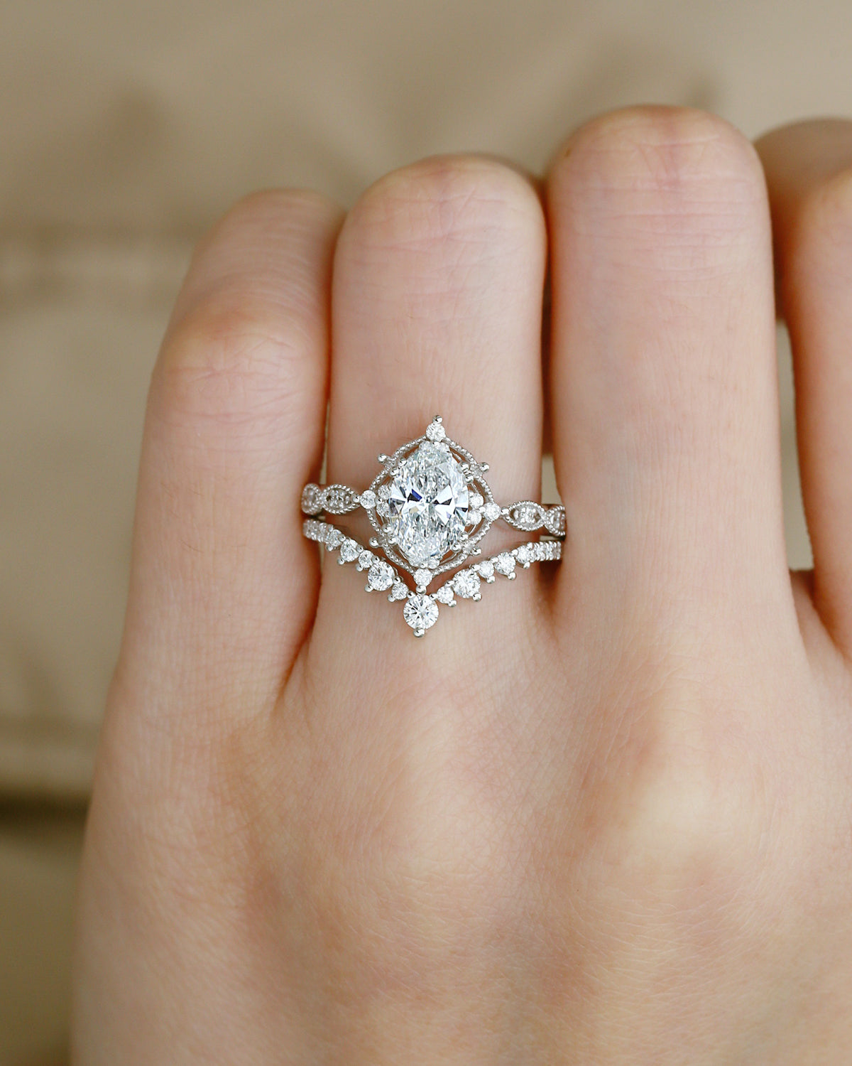 1.5ct Signature Vintage Lab Grown Diamond Ring Set