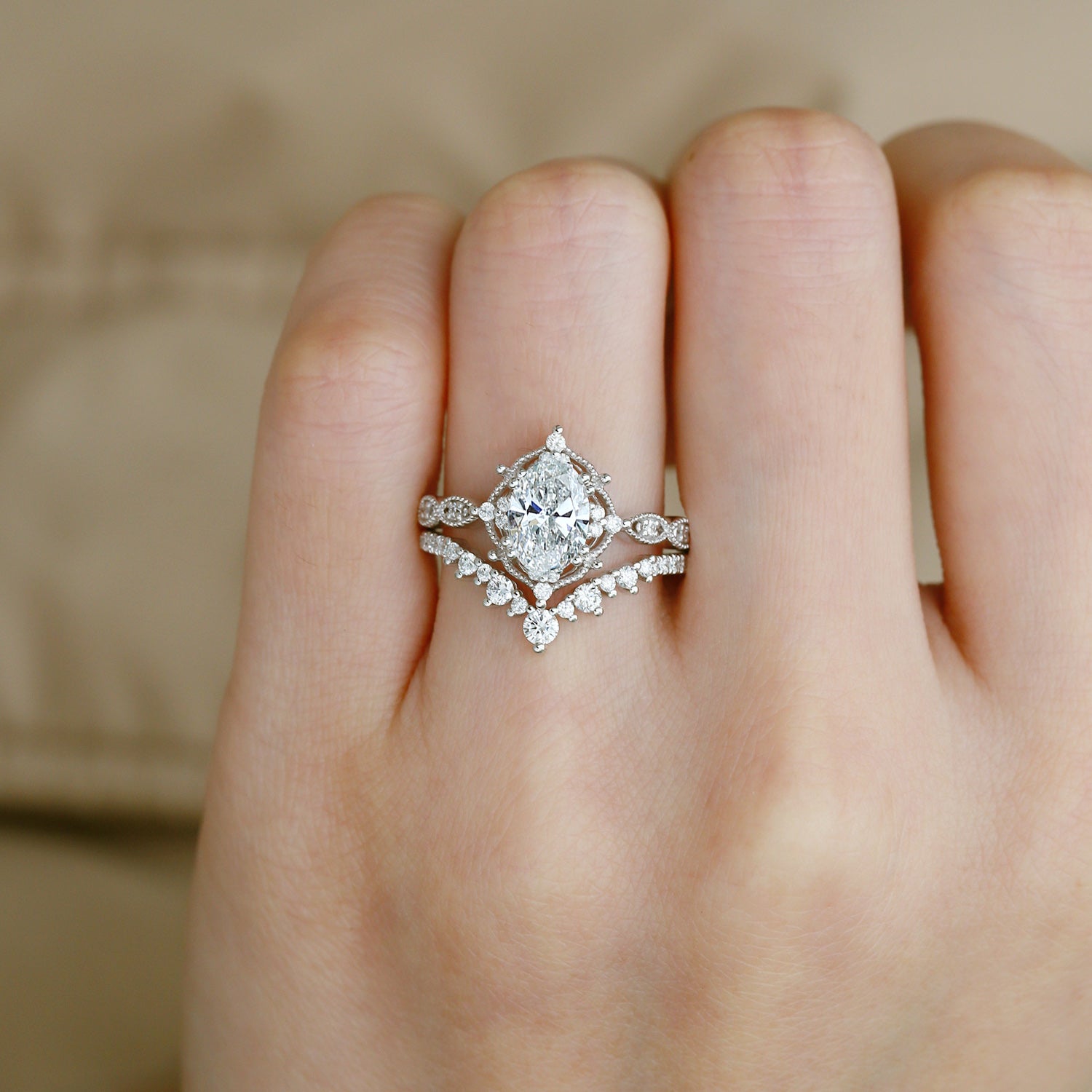 1.5ct Signature Vintage Lab Grown Diamond Ring Set