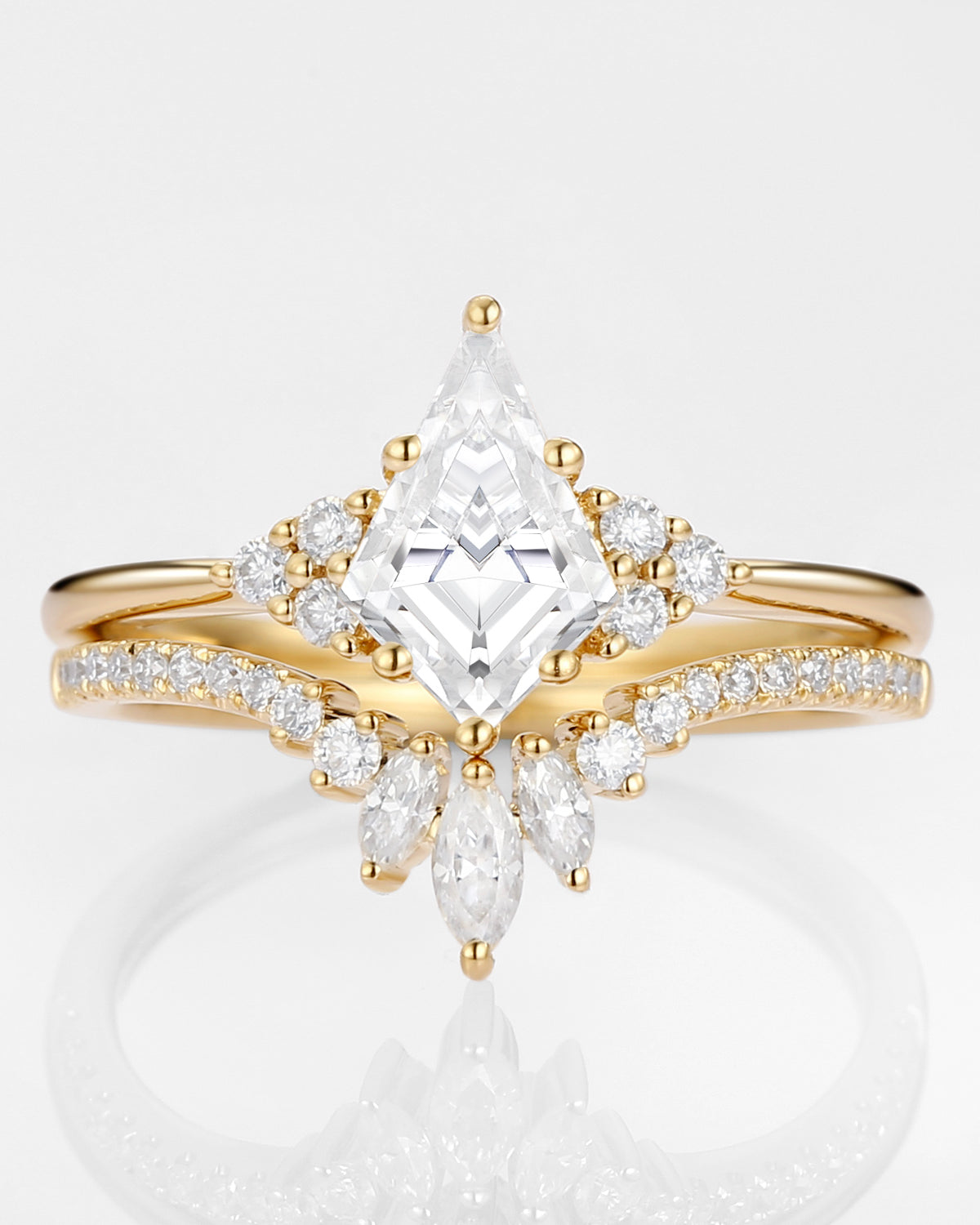 Unique Moissanite Engagement Ring Set 2pcs - Lydia