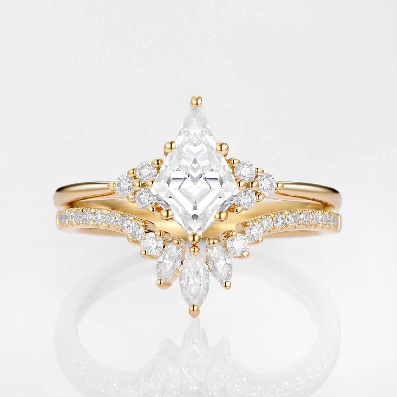Unique Moissanite Engagement Ring Set 2pcs - Lydia