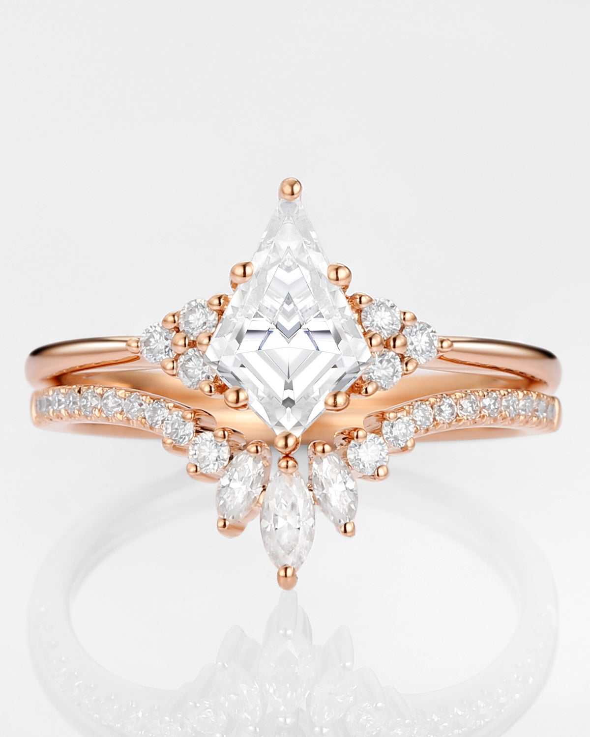 Unique Moissanite Engagement Ring Set 2pcs - Lydia