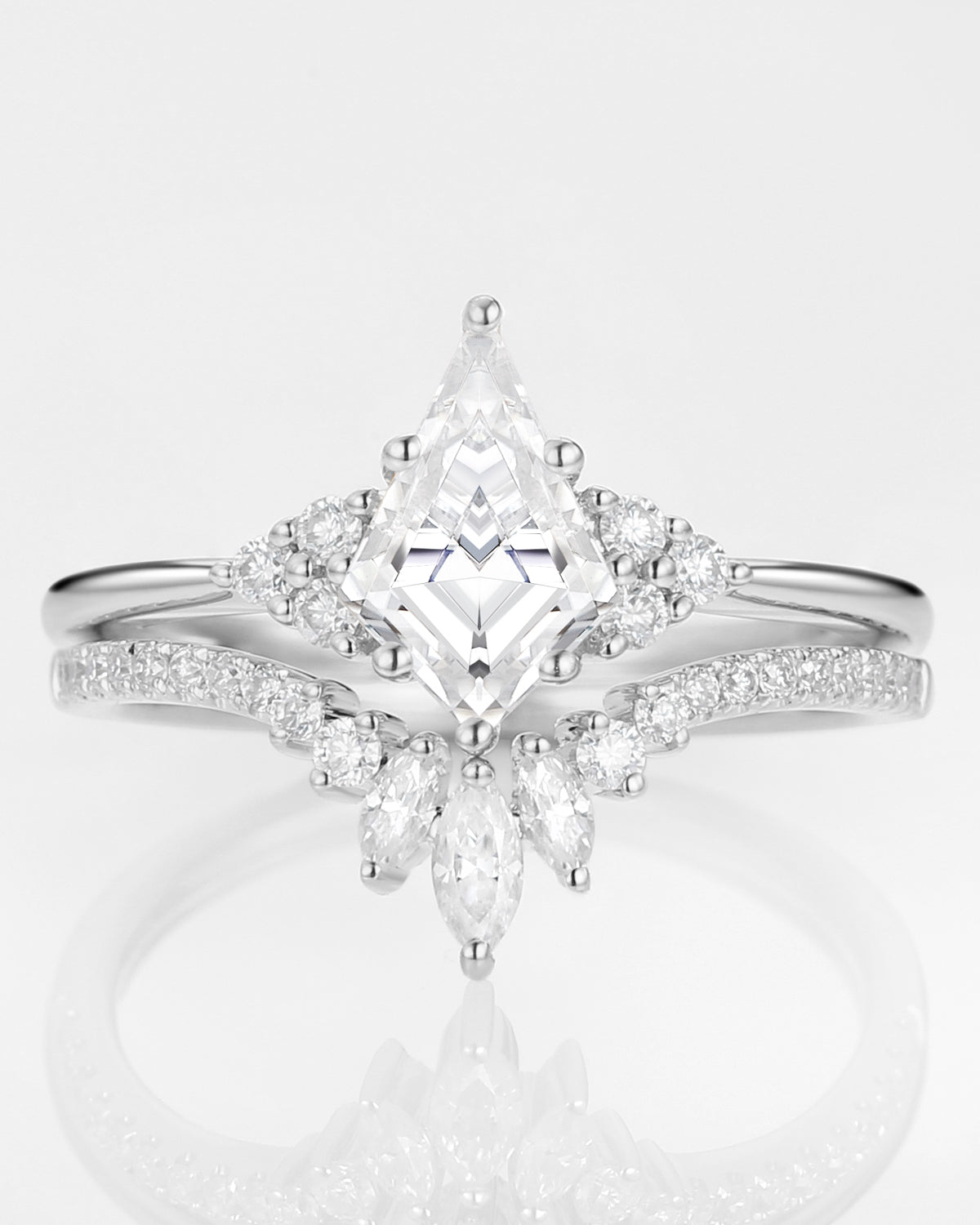 Unique Moissanite Engagement Ring Set 2pcs - Lydia