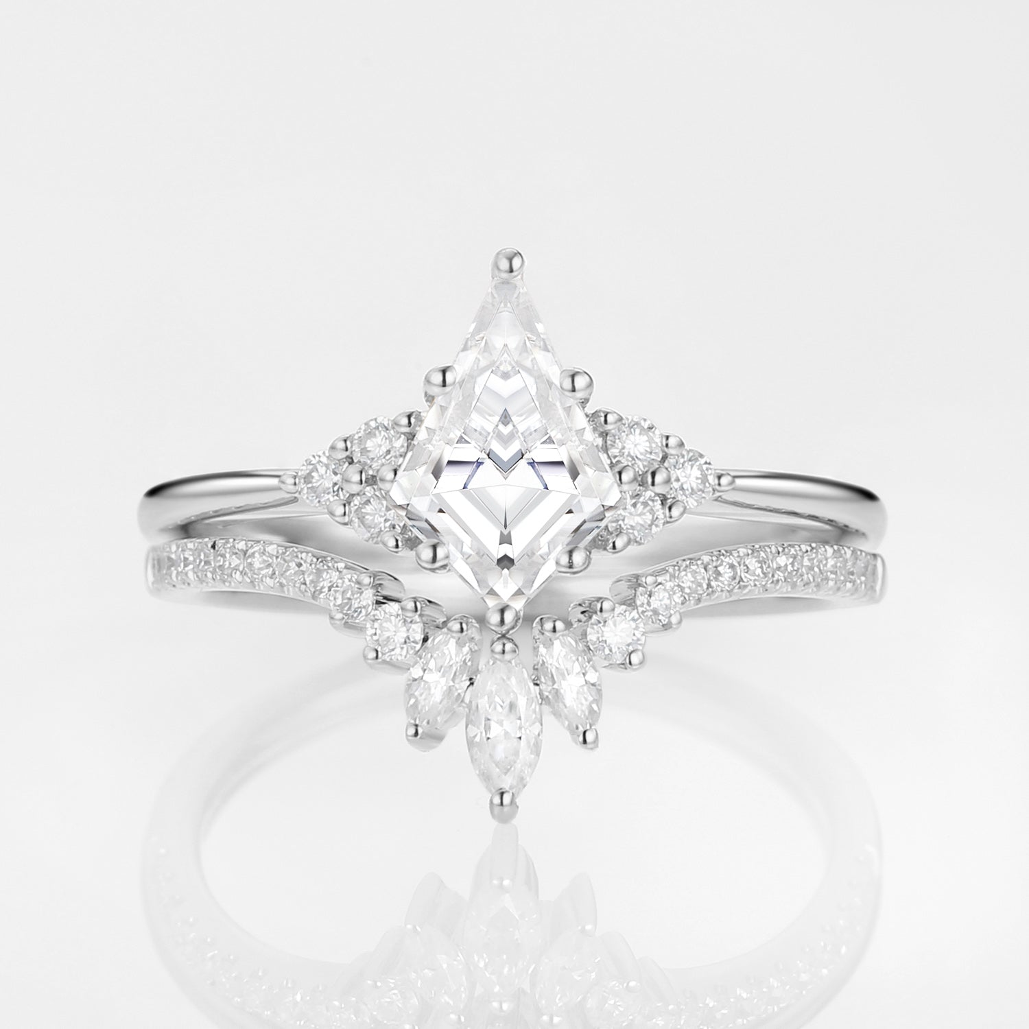 Unique Moissanite Engagement Ring Set 2pcs - Lydia