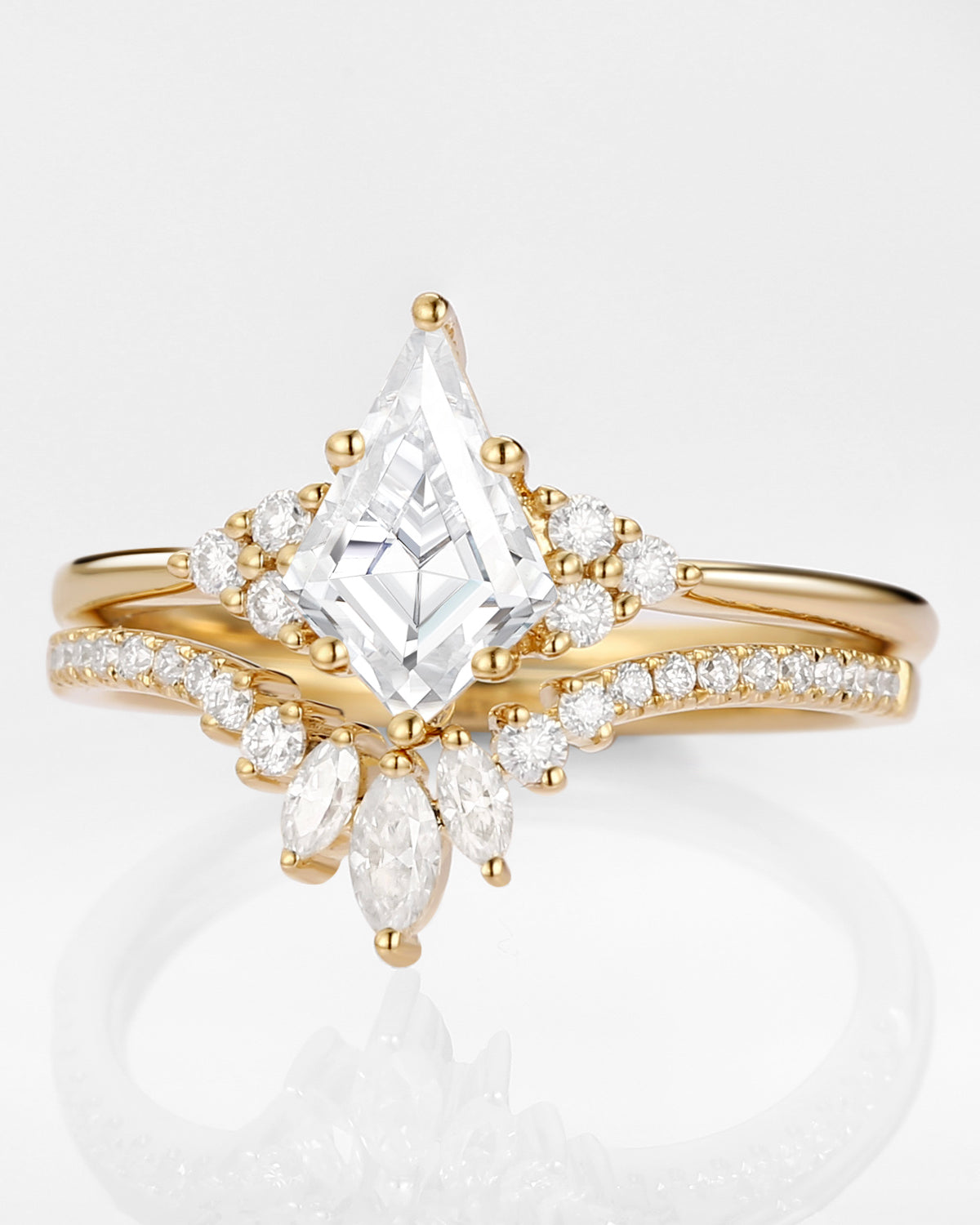 Unique Moissanite Engagement Ring Set 2pcs - Lydia