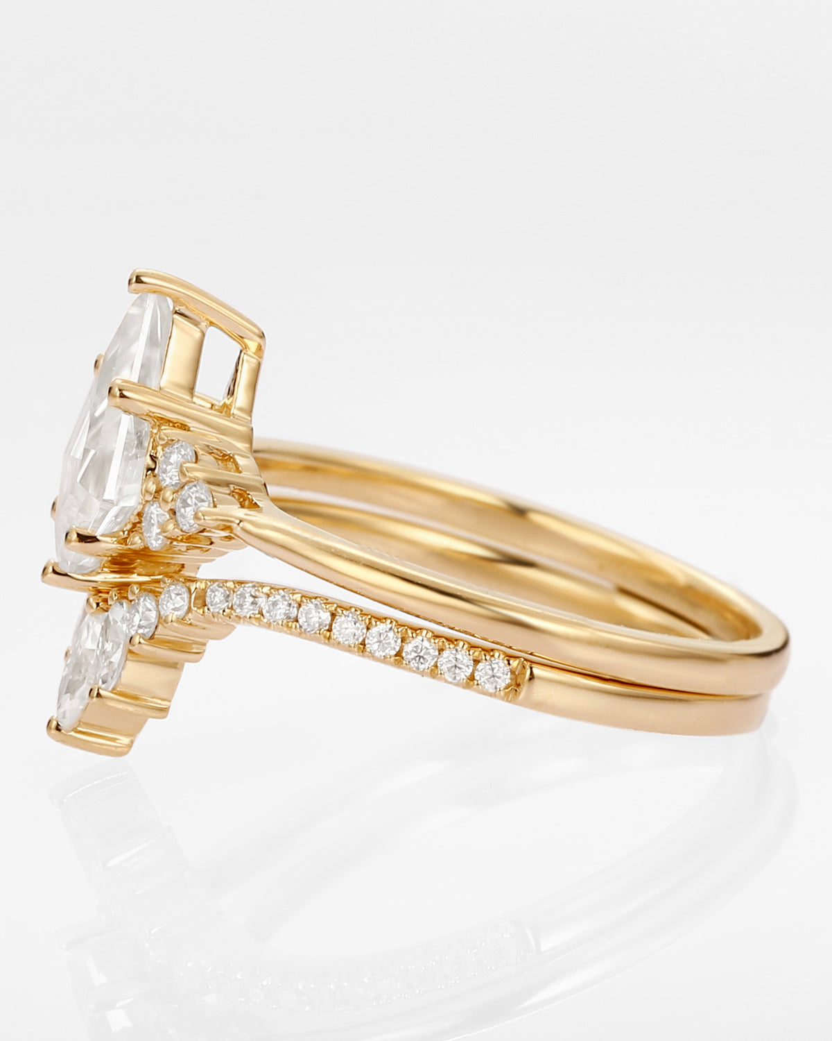 Unique Moissanite Engagement Ring Set 2pcs - Lydia