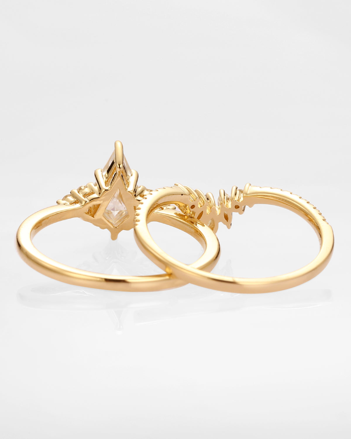 Unique Moissanite Engagement Ring Set 2pcs - Lydia