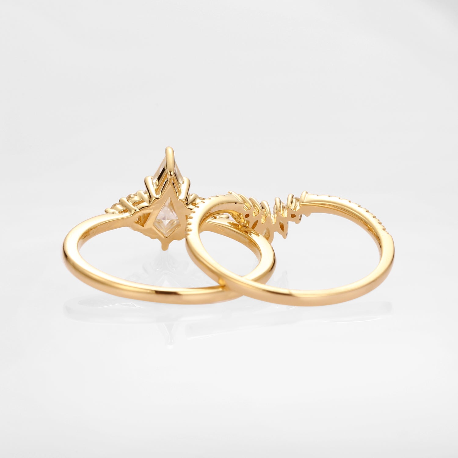 Unique Moissanite Engagement Ring Set 2pcs - Lydia